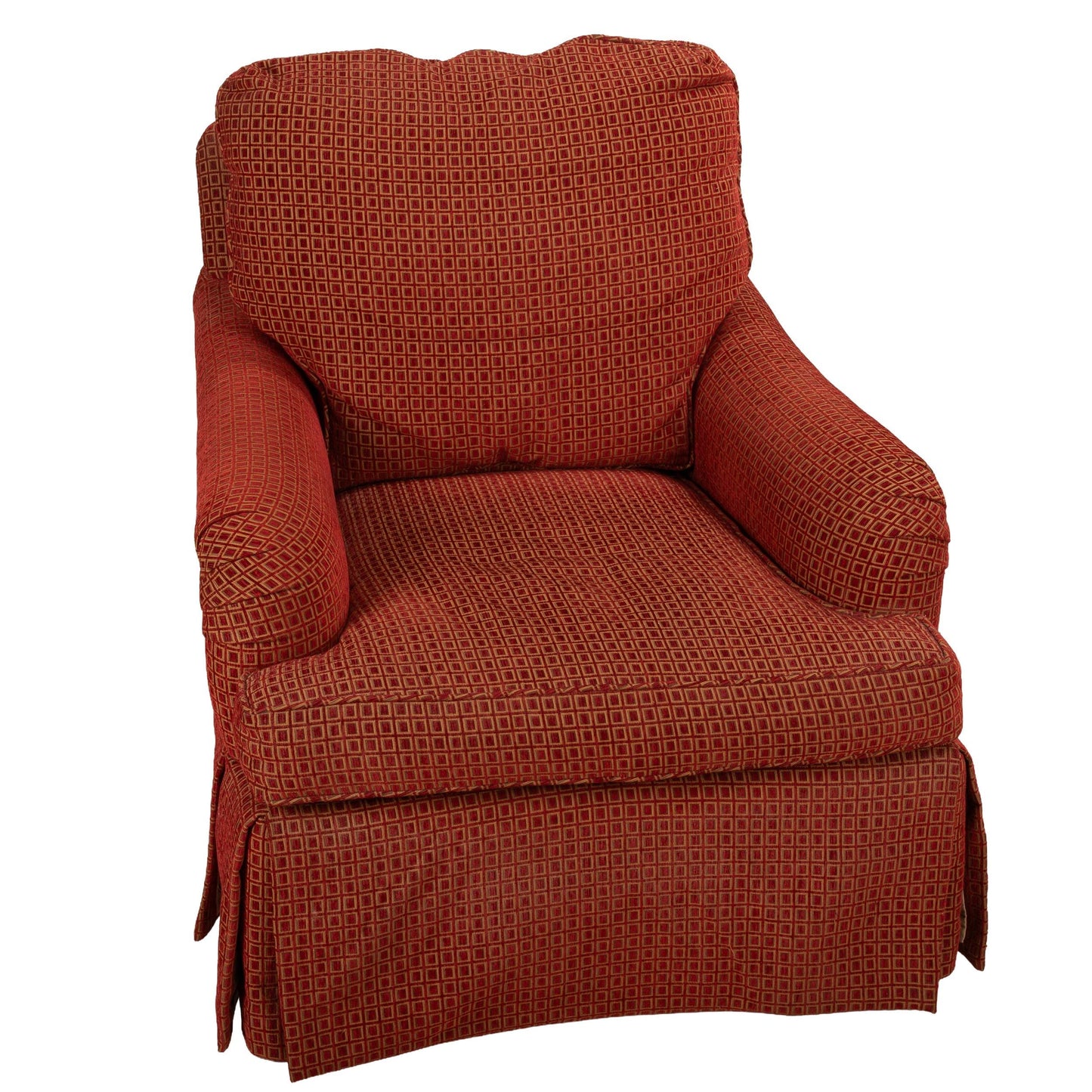 Baker Furniture Waterfowl Down English Roll Arm Skirted Club Chairs - A Pair