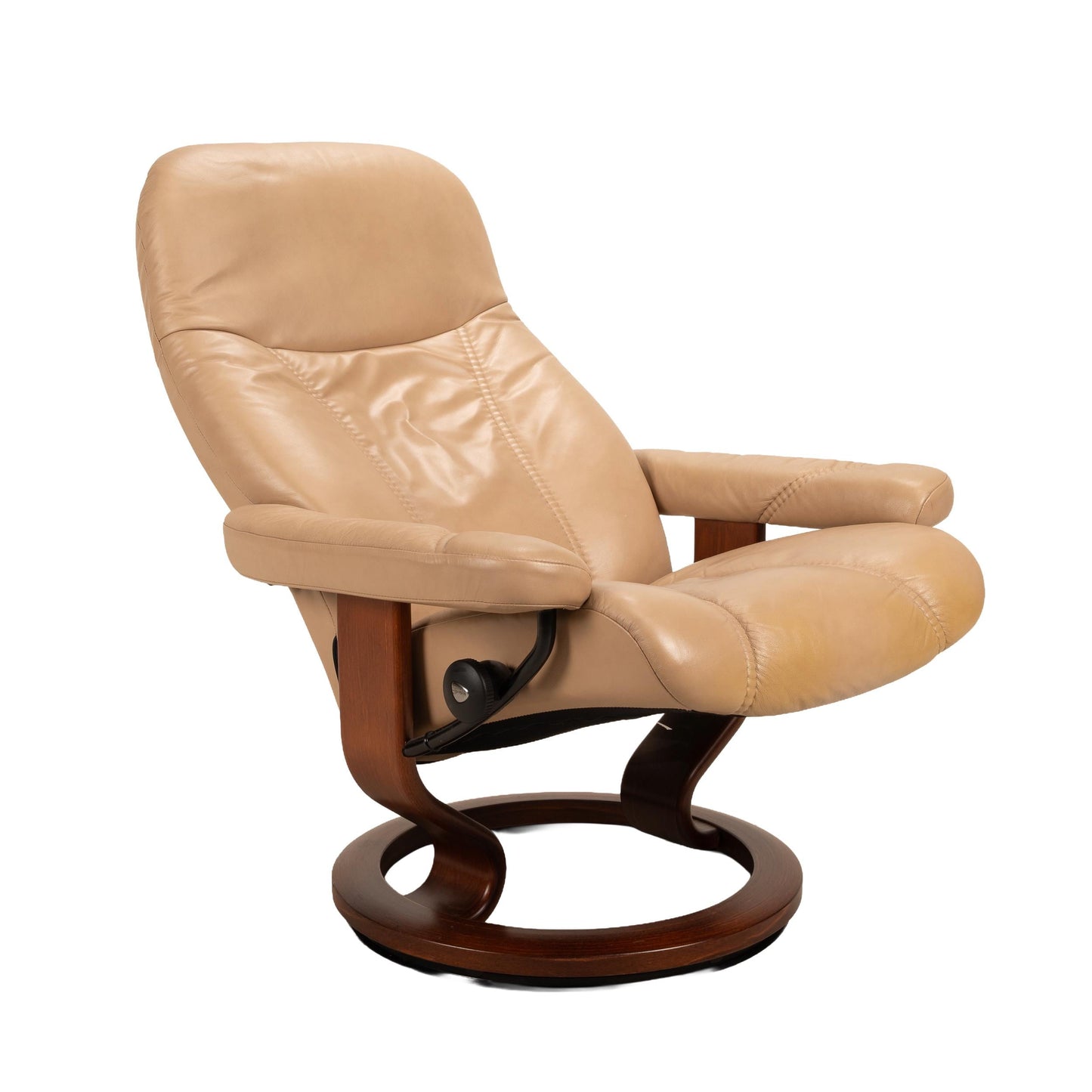 Ekornes Stressless® Consul Recliner – Medium – Sand Leather With Wood Base - Made in Norway