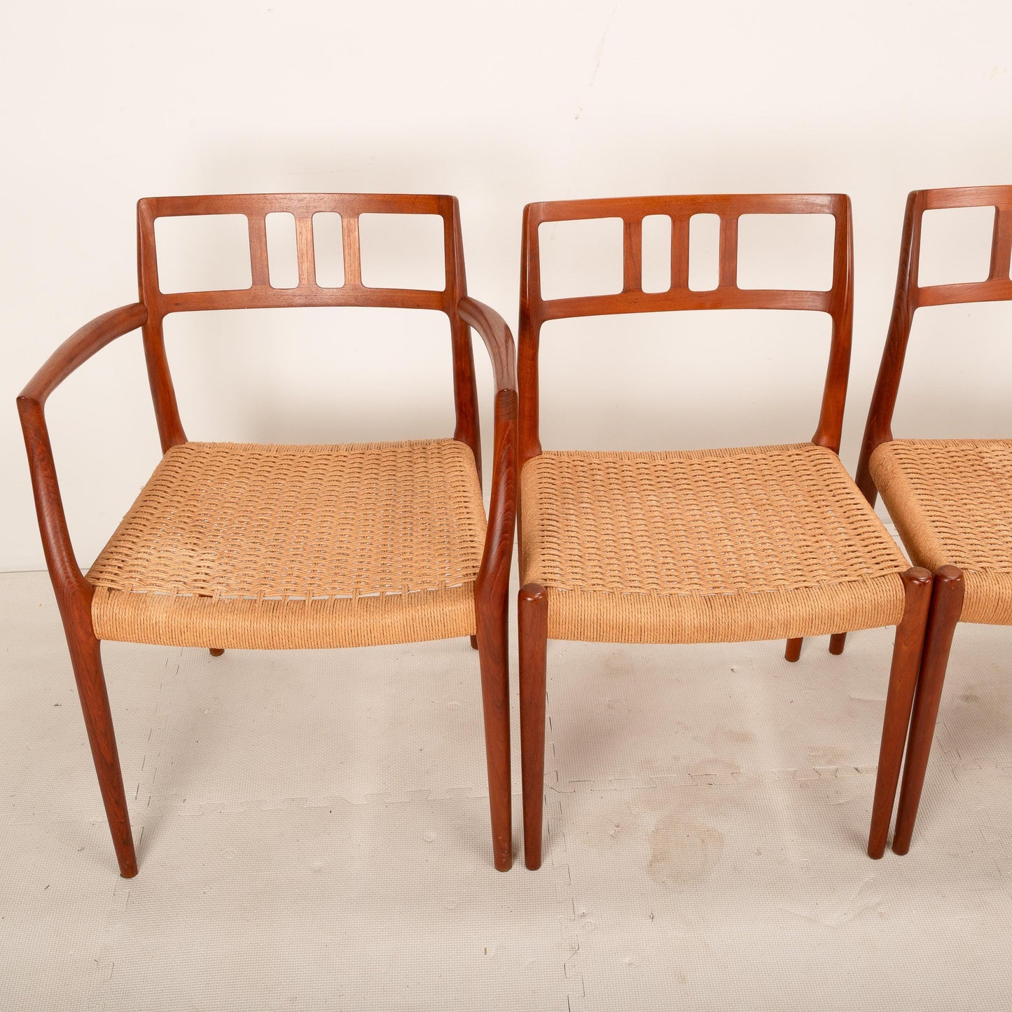 Set of 6 Teak Dining Chairs by Niels Otto Møller – Danish Modern Model 79 & 64, Vintage Mid-Century Scandinavian MCM Seating Set