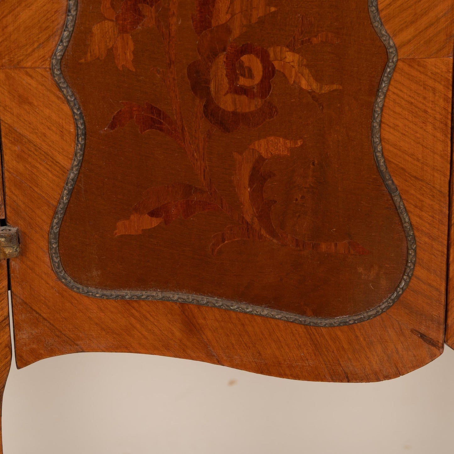 Antique French Louis XV Style Commode W/ Green Marble Top & Marquetry Inlay