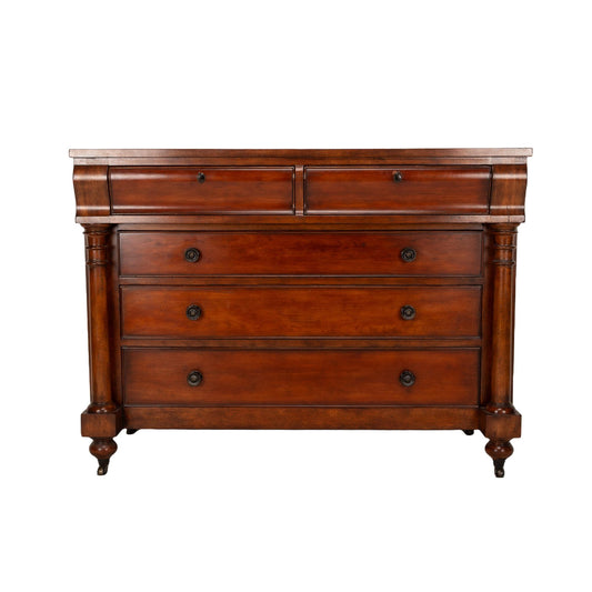 Vintage Large Ralph Lauren American Empire Style Mahogany 5 Drawer Dresser on Casters , RL Lauren