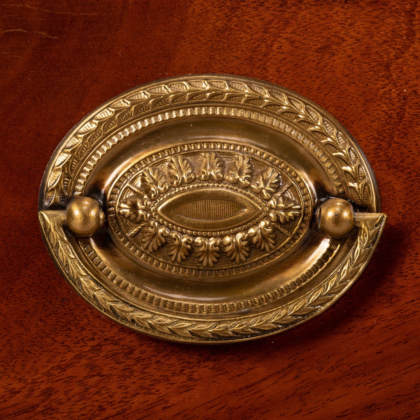 Baker Furniture Flamed Mahogany Sideboard With Brass Pulls & Locking Cabinets