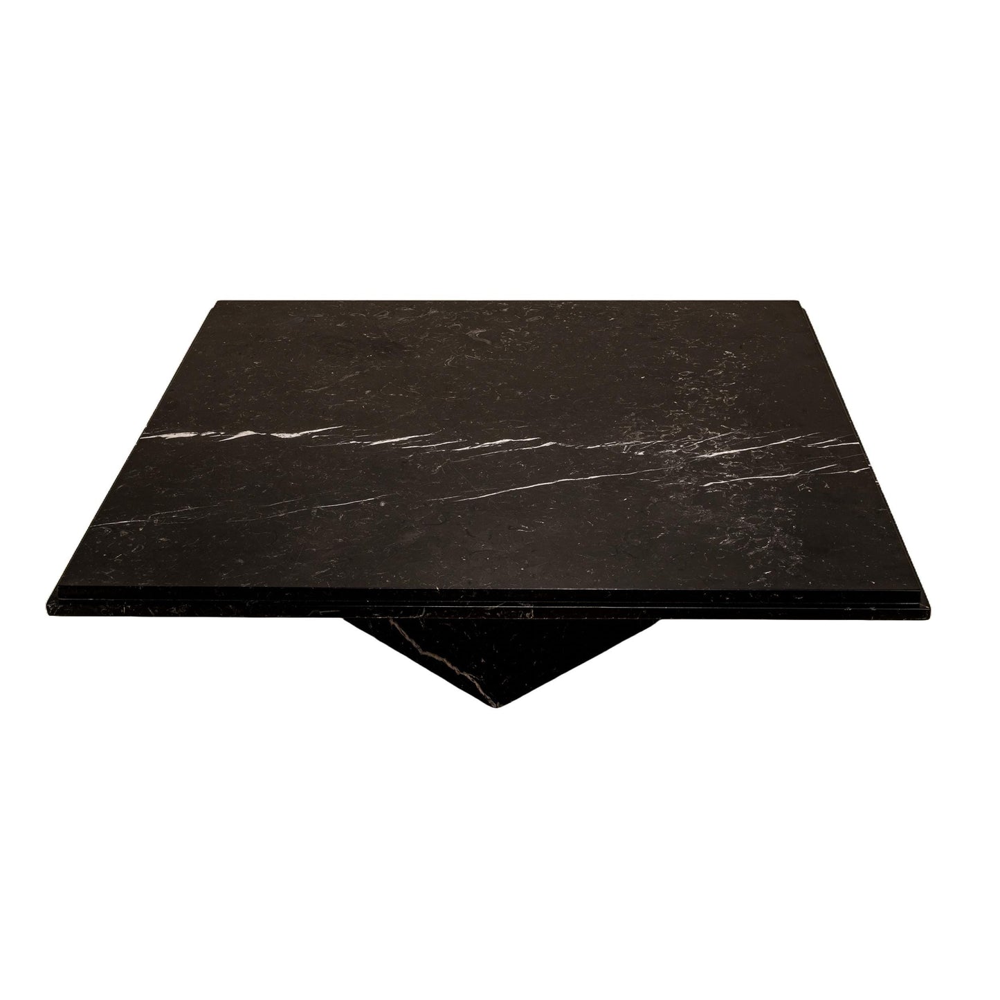 Vintage Italian Black Marble Coffee Table with Pedestal Base – Sculptural Postmodern Design, 1980s Statement Piece , USA Shipping Available