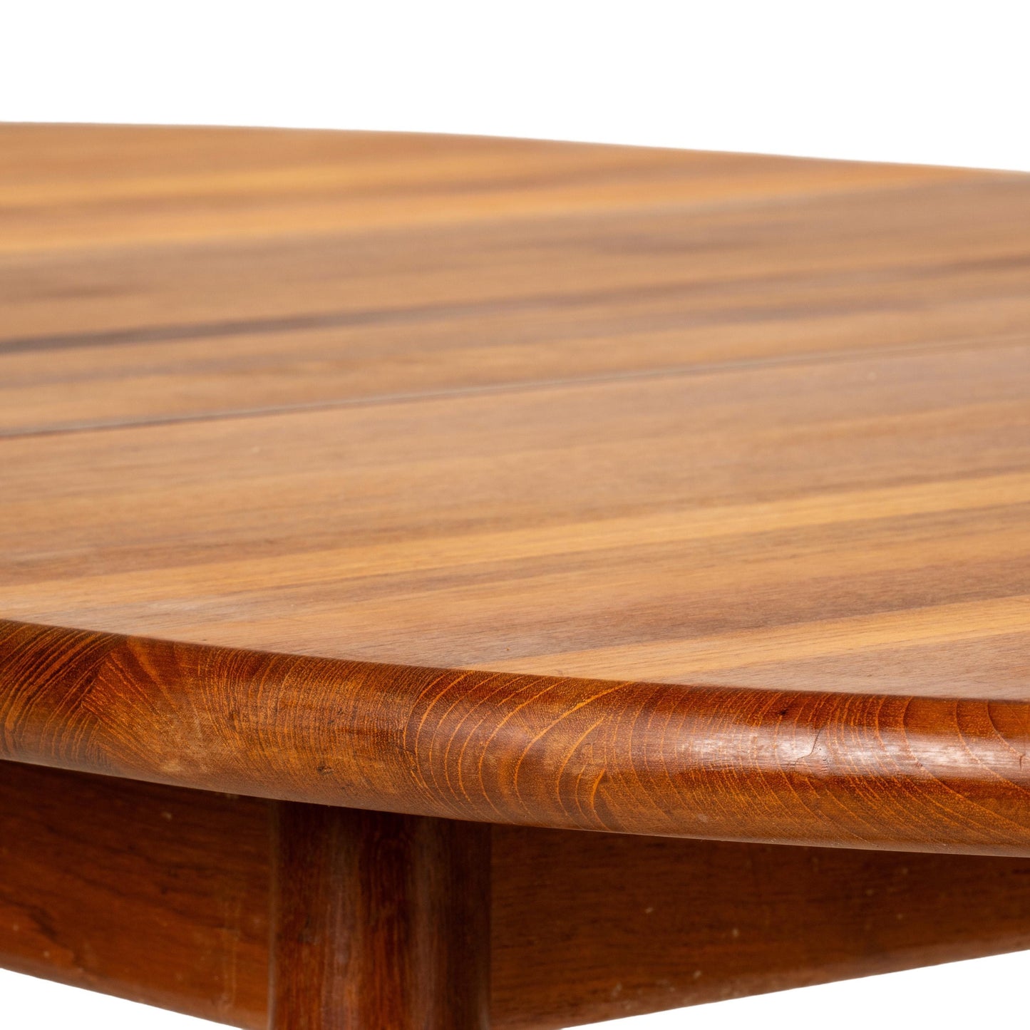 Danish Modern Solid Teak Dining Table W/ Leaf, Oval Extension Table