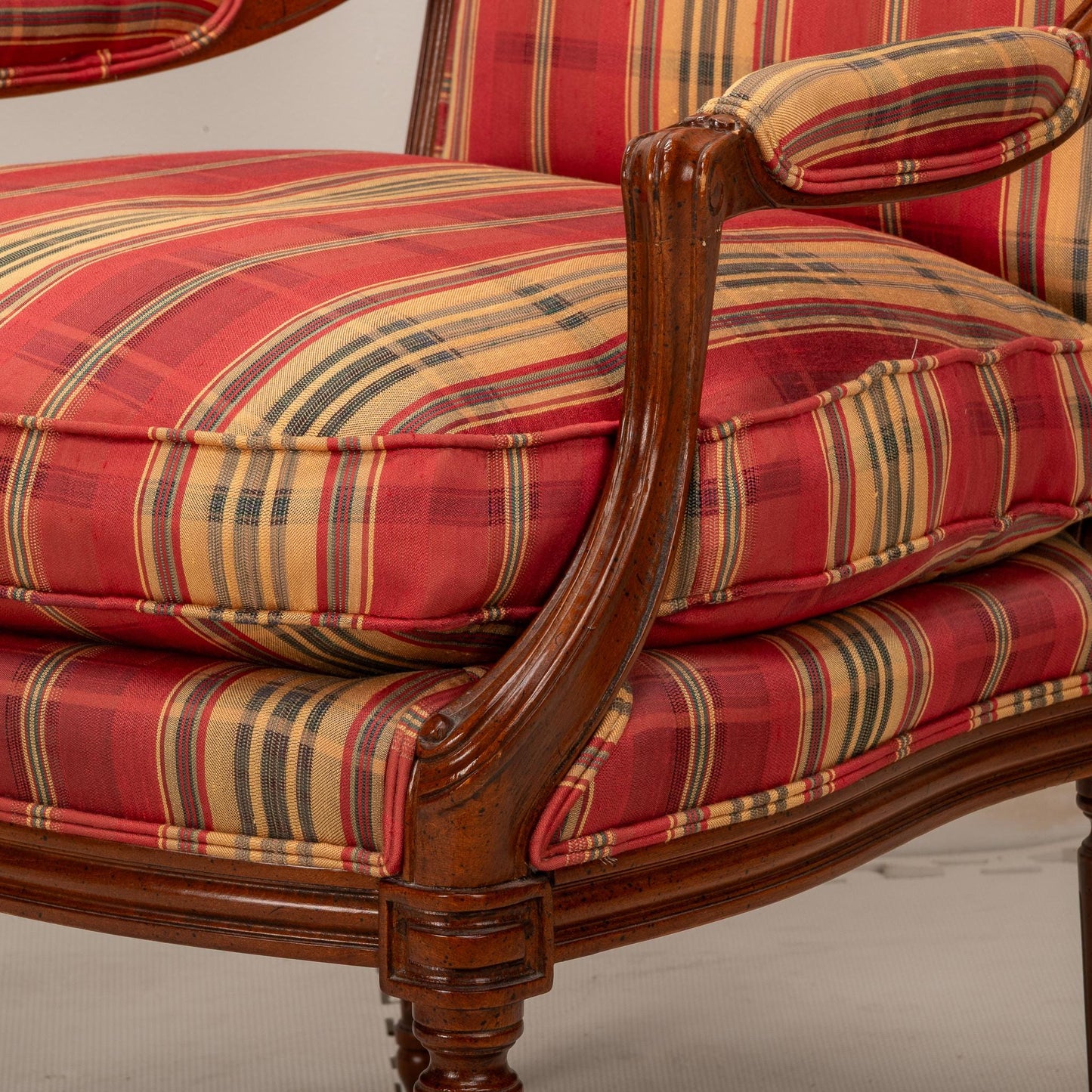 Vintage Henredon for Marshall Fields Plaid Louis LXI Style Lounge Chairs - a Pair , Elegant Side Chairs, Carved Wood, High End Furniture