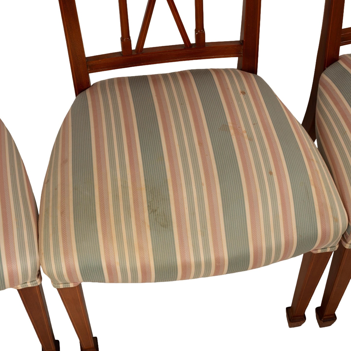 Flame Mahogany Regency Style Dining Chairs – Sculpted Arms & Inlaid X-Backs - Set of 8