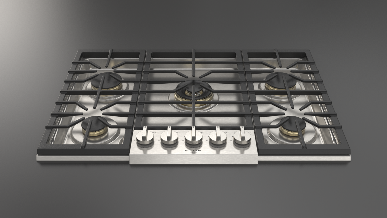 Fulgor Milano F6PGK305S2 30" Sofia Pro Gas Cooktop 5 Brass Burner Italy Free Shipping!