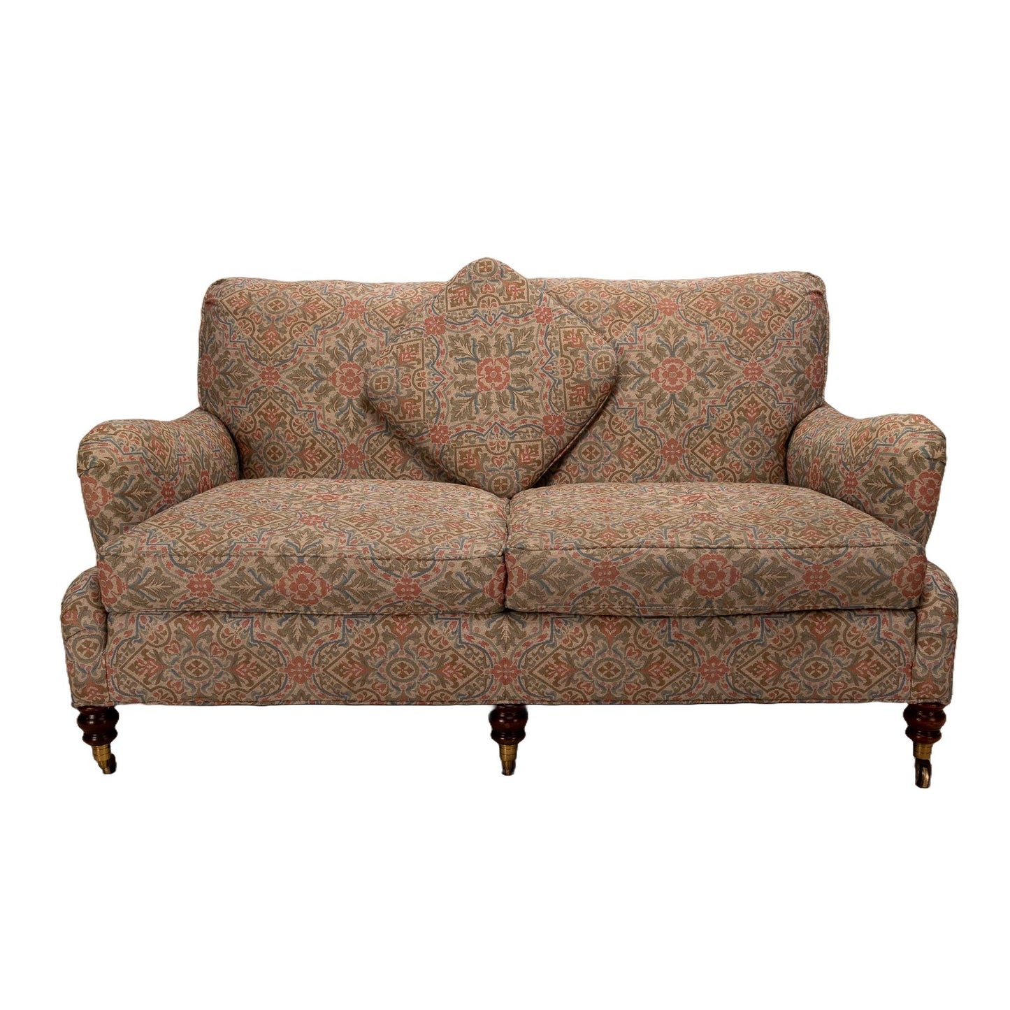 Vintage Hickory Chair Company English Roll Arm Loveseat With Casters , Elegant Sofa, High End Home Furniture, Brass Wheels, Gorgeous
