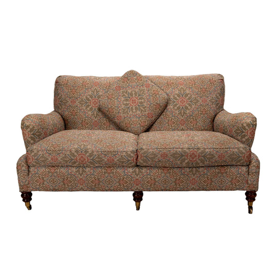 Vintage Hickory Chair Company English Roll Arm Loveseat With Casters , Elegant Sofa, High End Home Furniture, Brass Wheels, Gorgeous