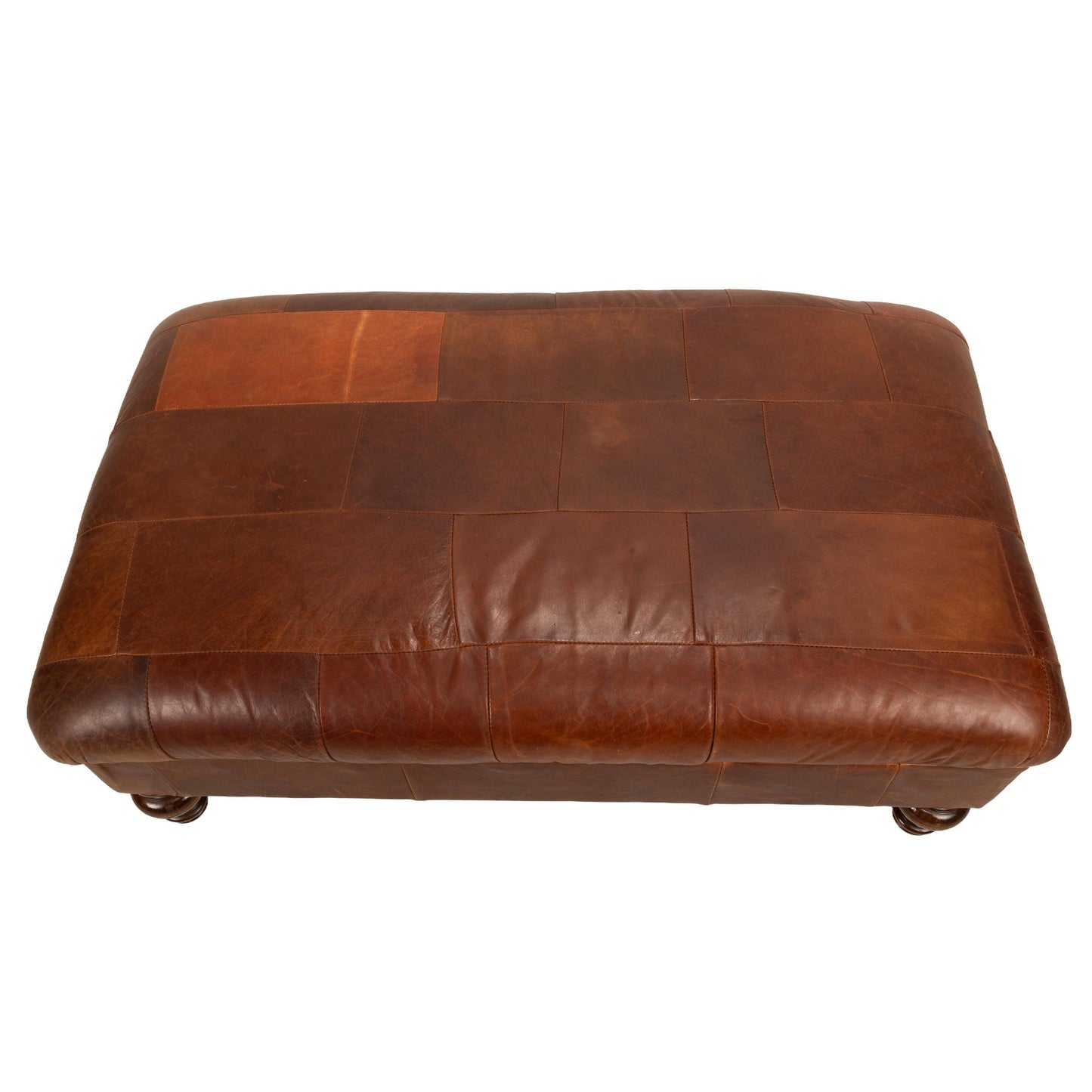 RH Restoration Hardware Oversized Large Patchwork Leather Ottoman - 46x28x18