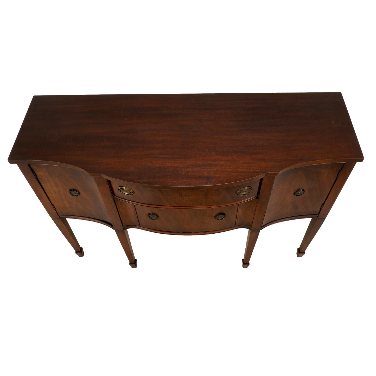 Vintage Mahogany Bow Front Buffet Server Hepplewhite Style Sideboard