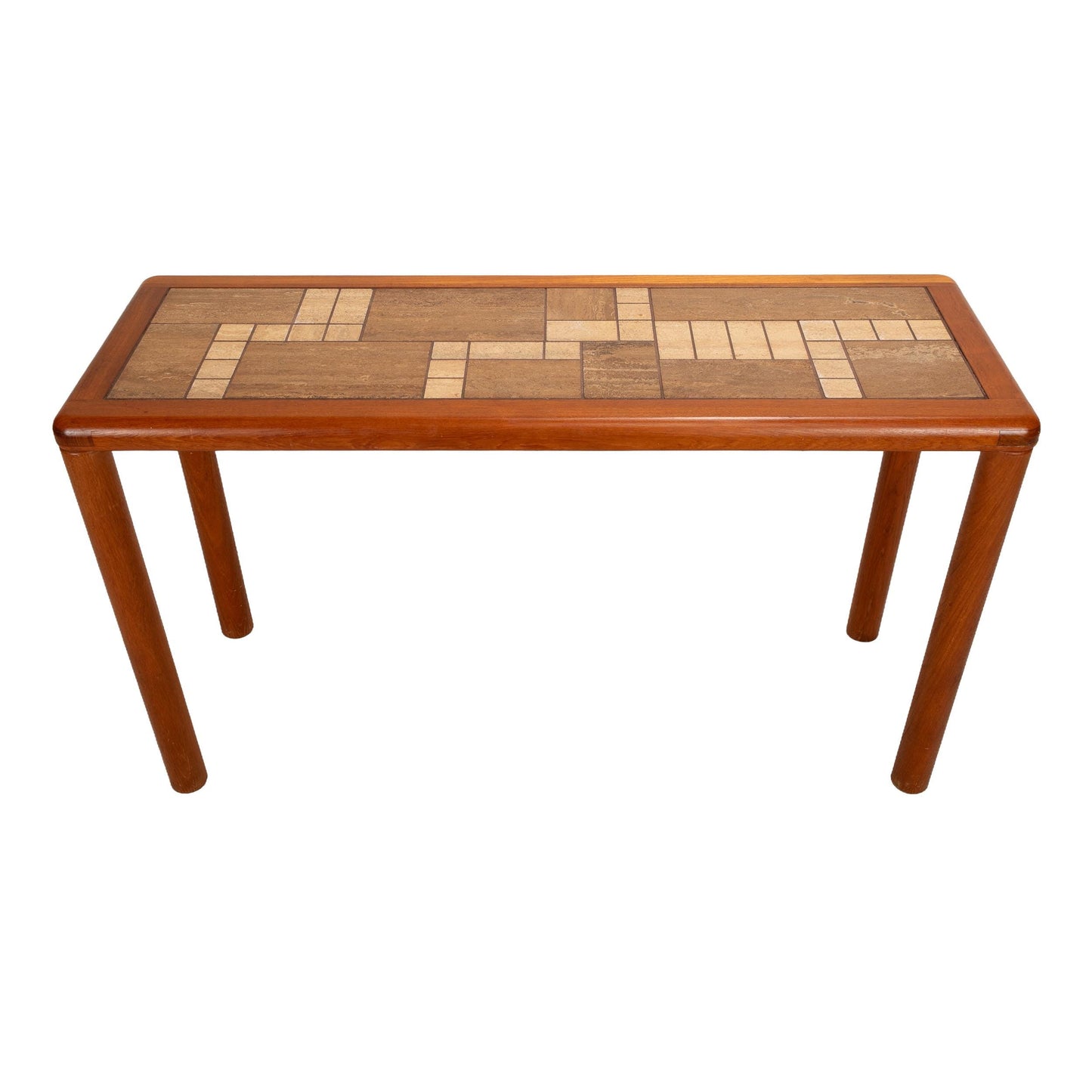 1970s Haslev Teak Console Table With Ceramic Tile Top - Made in Denmark