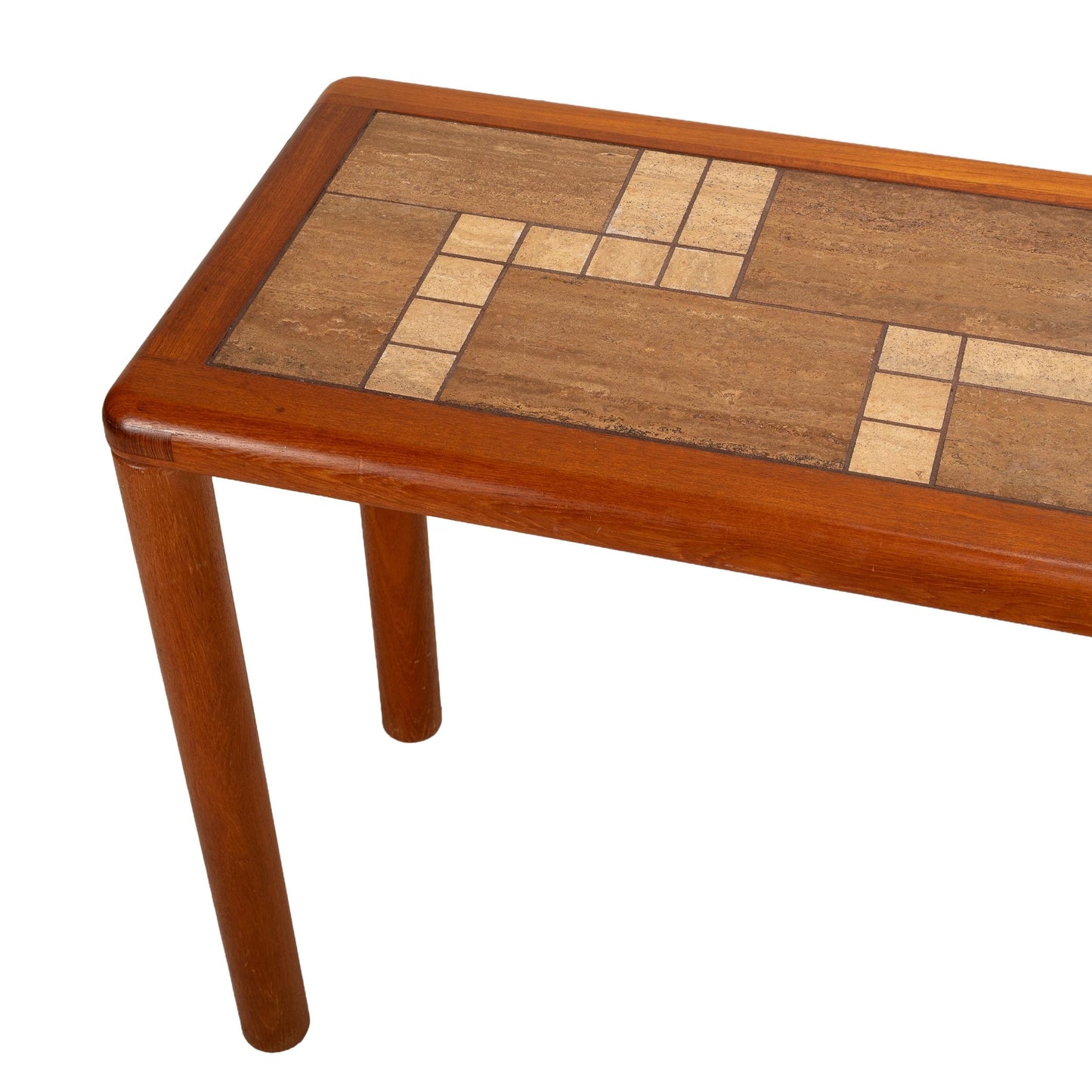 1970s Haslev Teak Console Table With Ceramic Tile Top - Made in Denmark