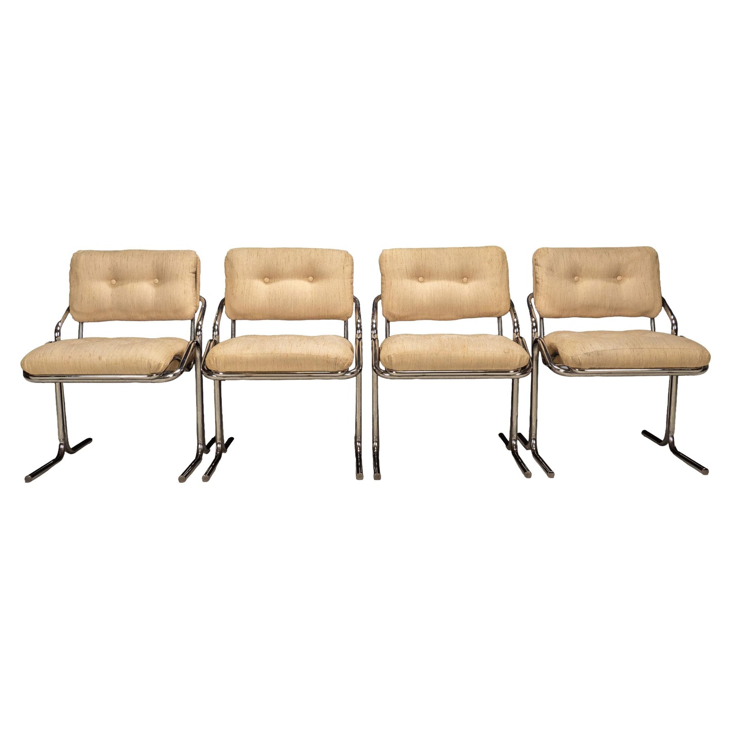 1970s Jerry Johnson Arcadia Cantilever Tubular Dining Chairs, Set of 4 – Chrome Retro Modern