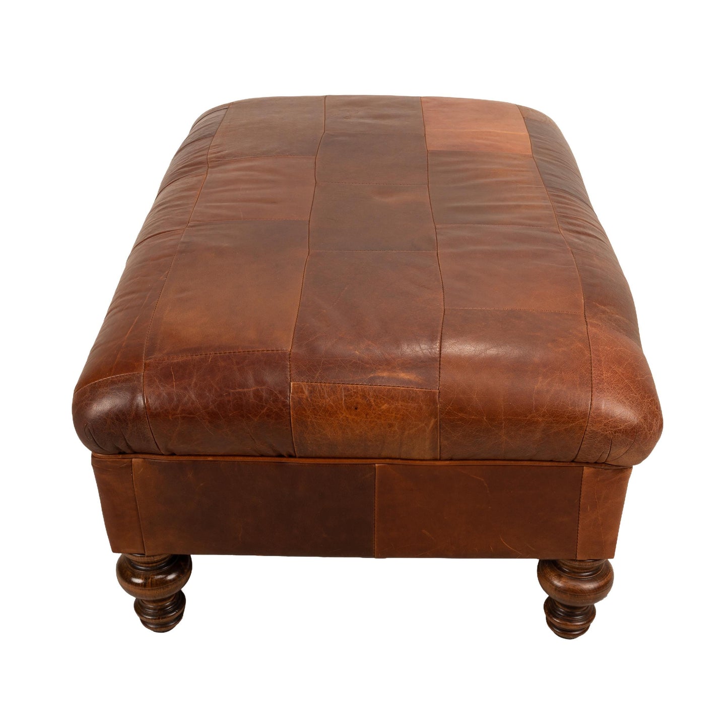 RH Restoration Hardware Oversized Large Patchwork Leather Ottoman - 46x28x18