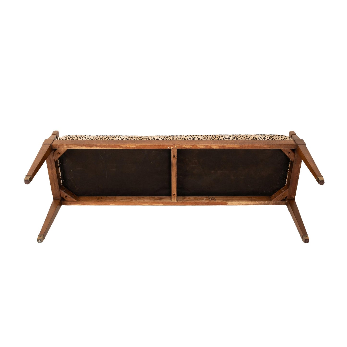 1960s Drexel Mid Century Modern Bench – Federal Style Upholstered Window / Bed Bench – Cheetah Print Vintage Seating MCM Eclectic Charm