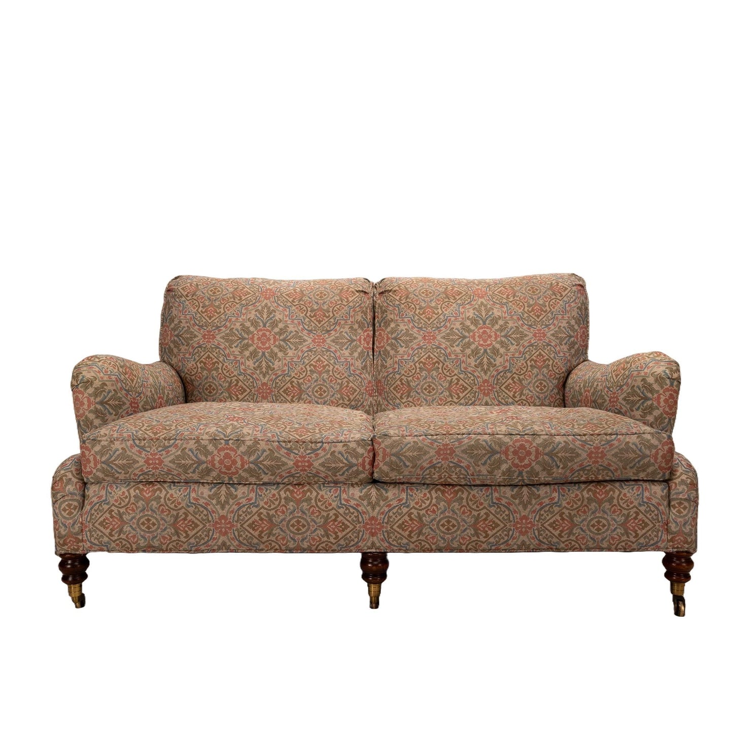 Vintage Hickory Chair Company English Roll Arm Loveseat With Casters , Elegant Sofa, High End Home Furniture, Brass Wheels, Gorgeous