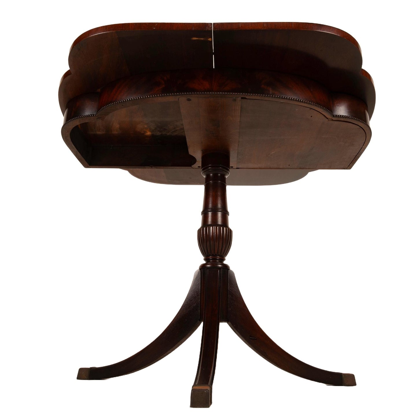 1940s Federal Imperial Style Flip Top Flamed Mahogany Card Game Table - Space Saving Antique Furniture Gorgeous Details USA Shipping Avail