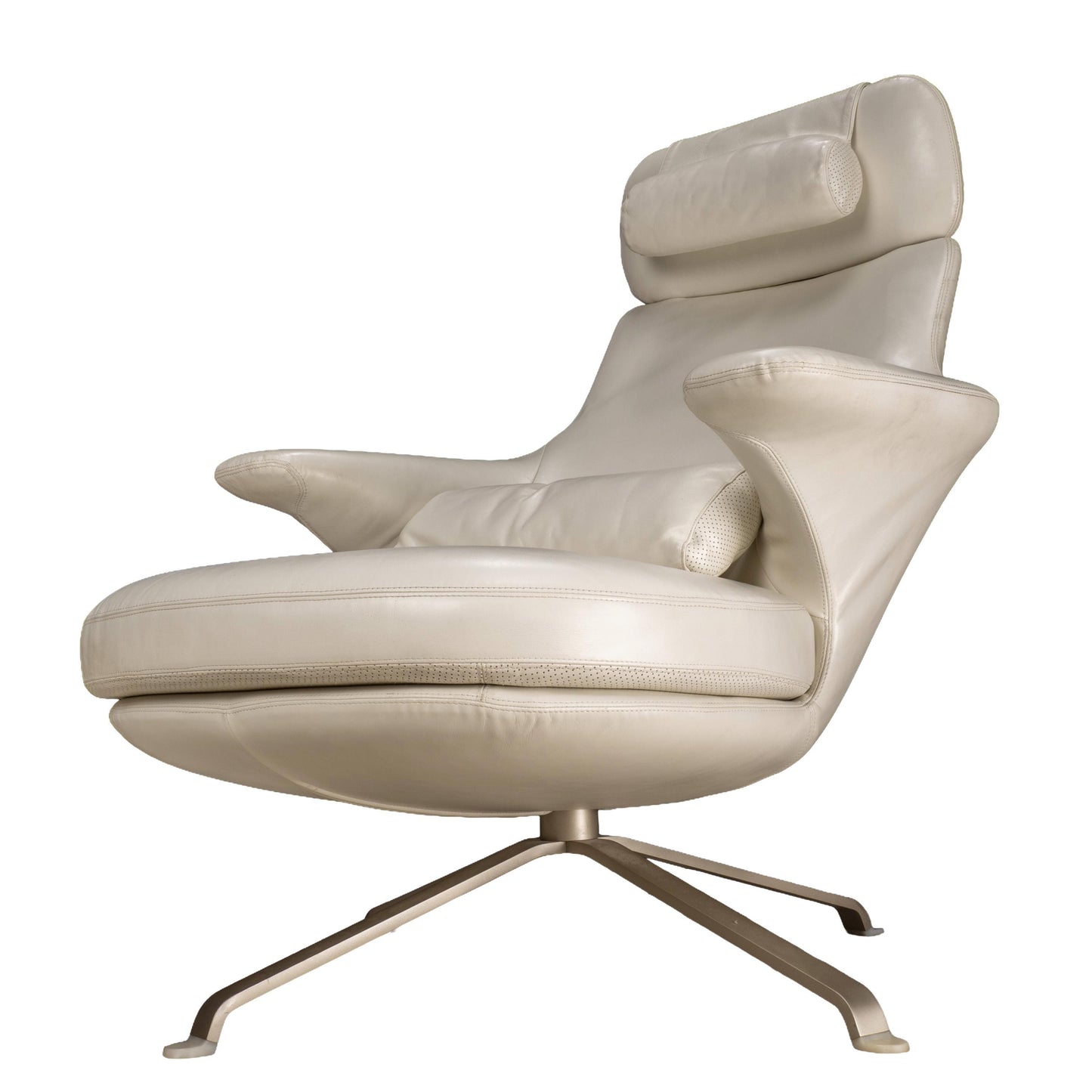 B&b Italia Radar Lounge Chair by James Irvine White Leather Swivel Lounger Italy