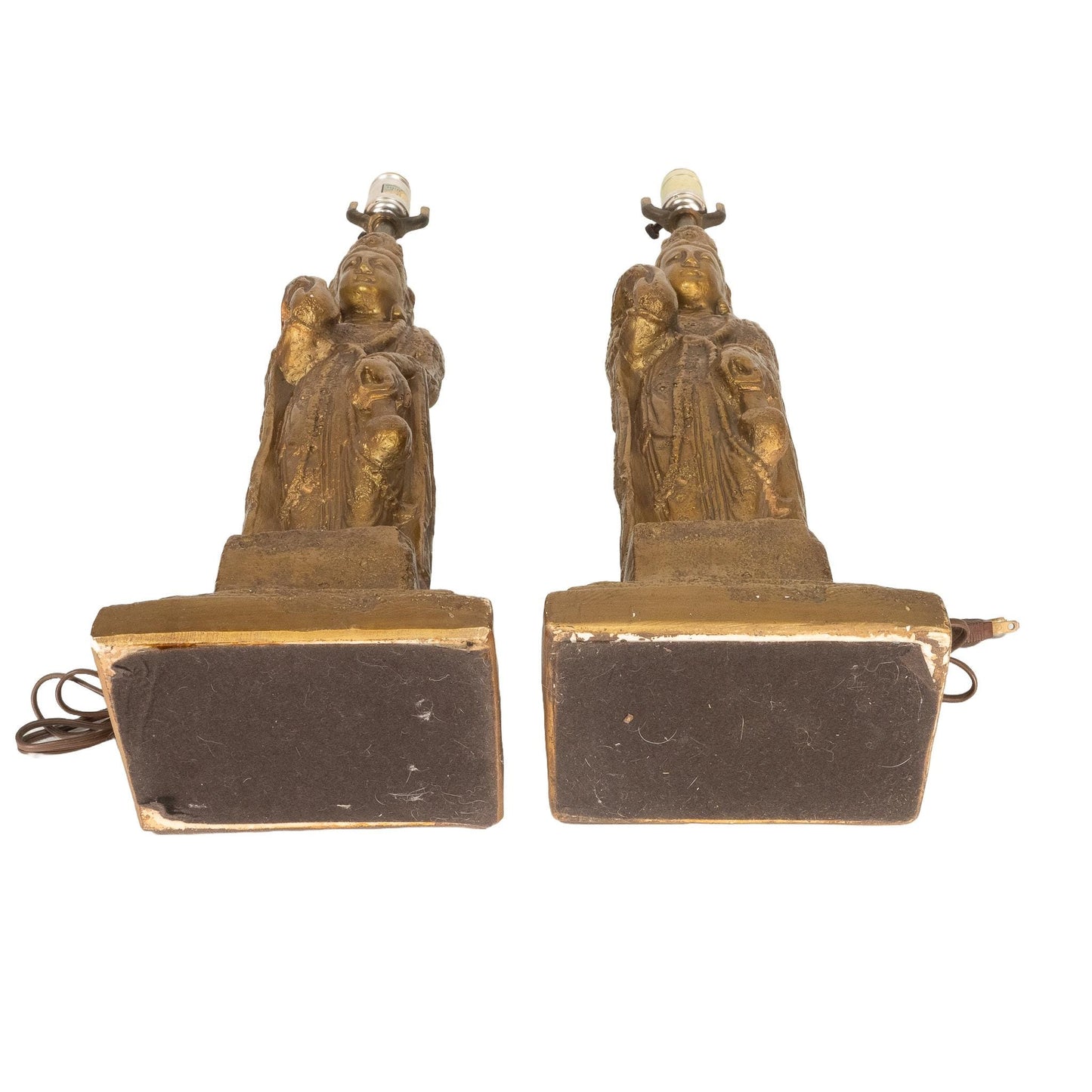 1960s Westwood Tony Paul Hollywood Regency Quan Yin (Buddha) Lamp Gold Gilt - A Pair , Statement Pop Piece, Unique Figural Light