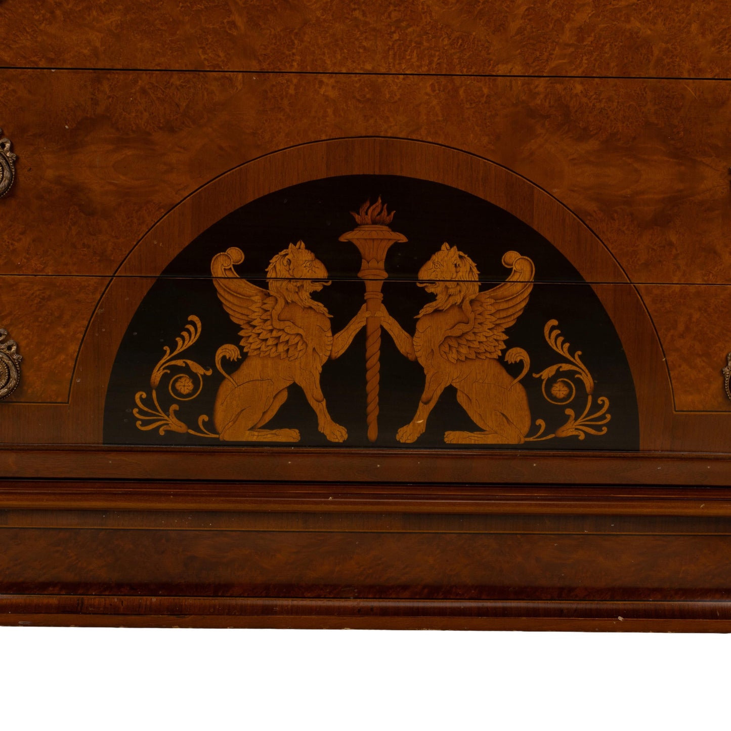 Empire Style Chest of Drawers W/ Griffin Motifs &Hidden Drawer, Neoclassical Dresser
