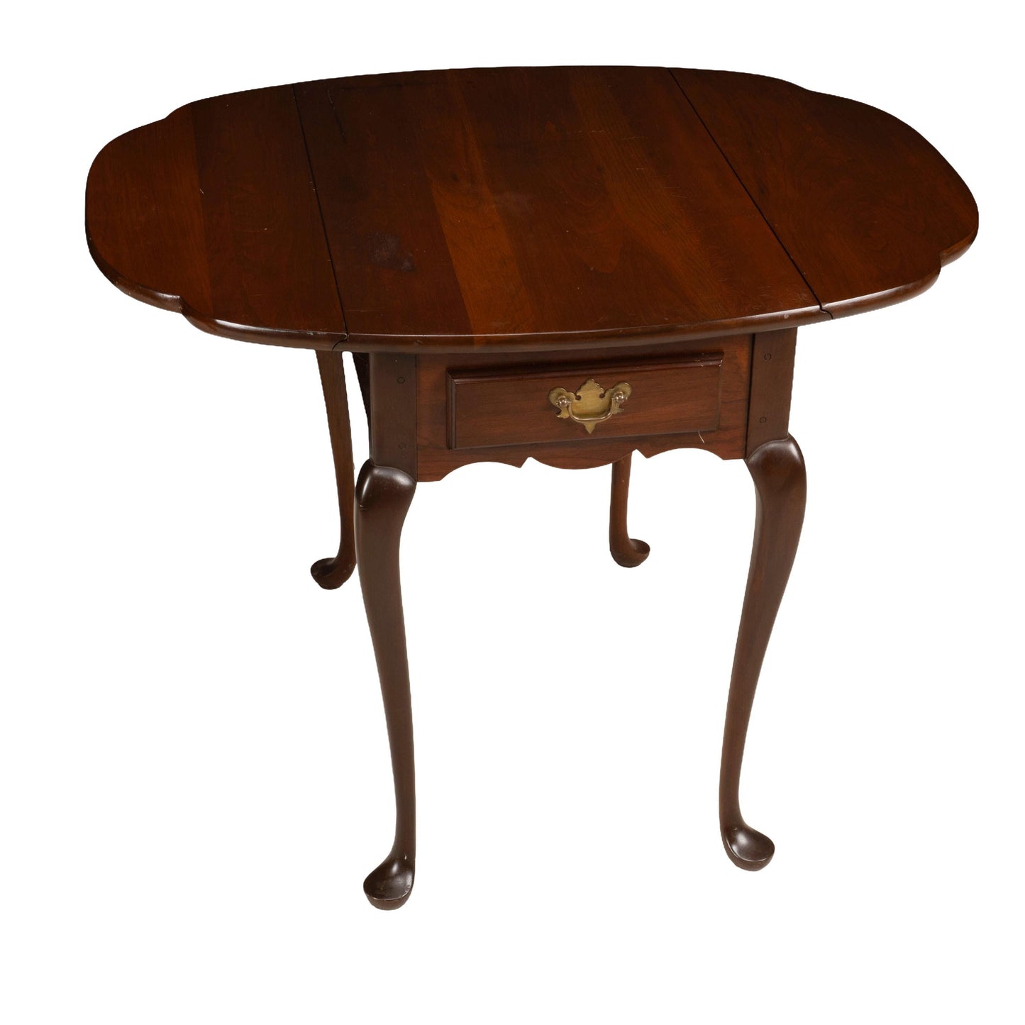 Pair Hitchcock Solid Cherry Drop Leaf Side Tables Queen Anne Style End Tables