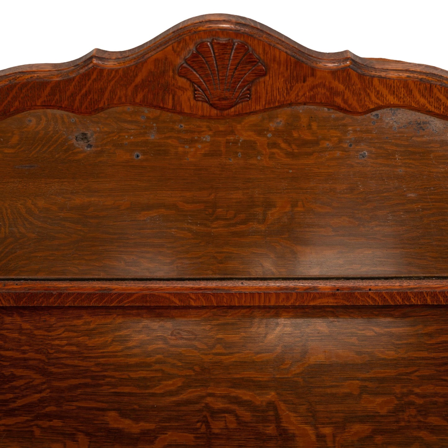 Antique Tiger Oak Carved Sideboard Buffet W/ Original Beveled Mirror & Shell Details