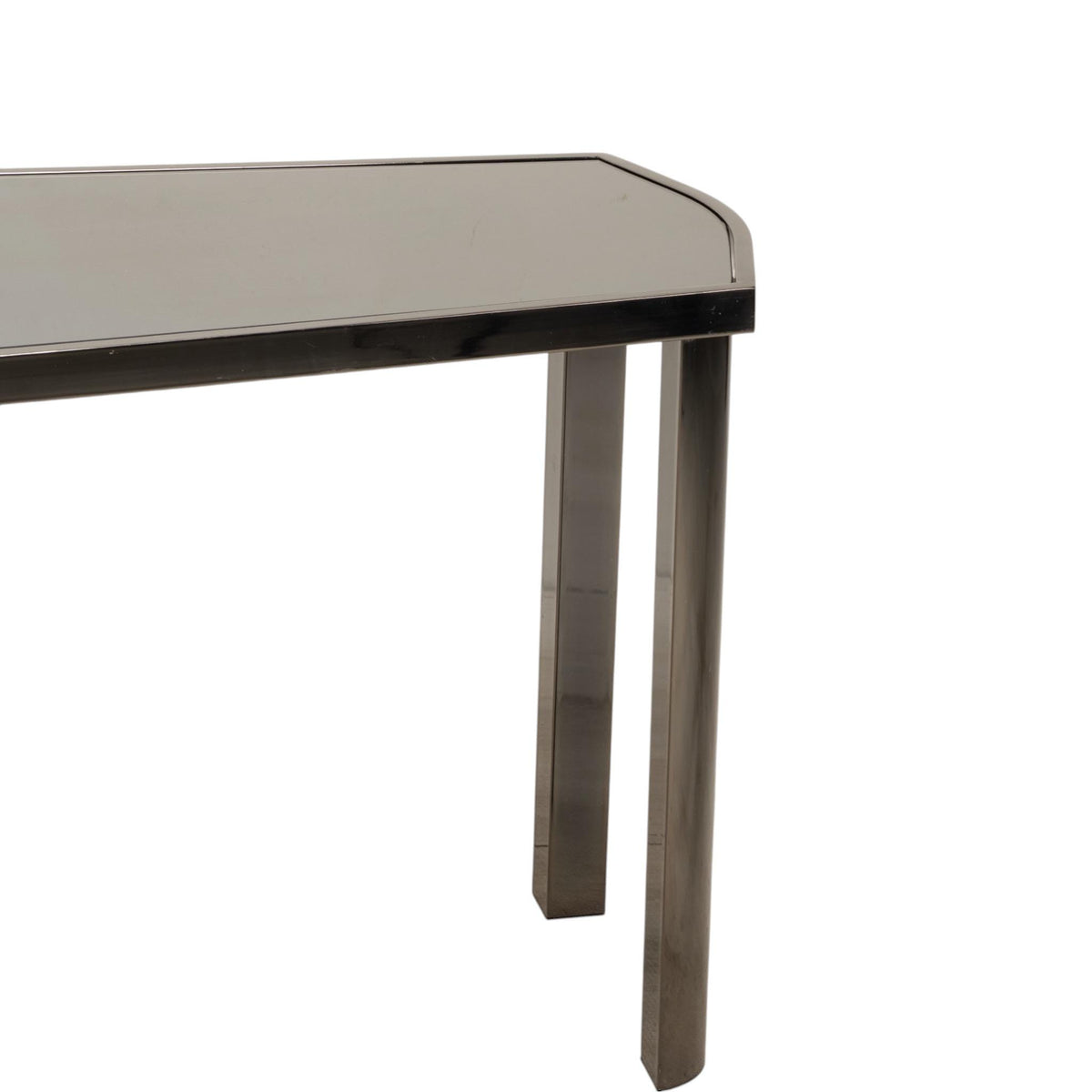 1970s Dia Design Institute America Smoked Glass and Chrome Sofa Console Table