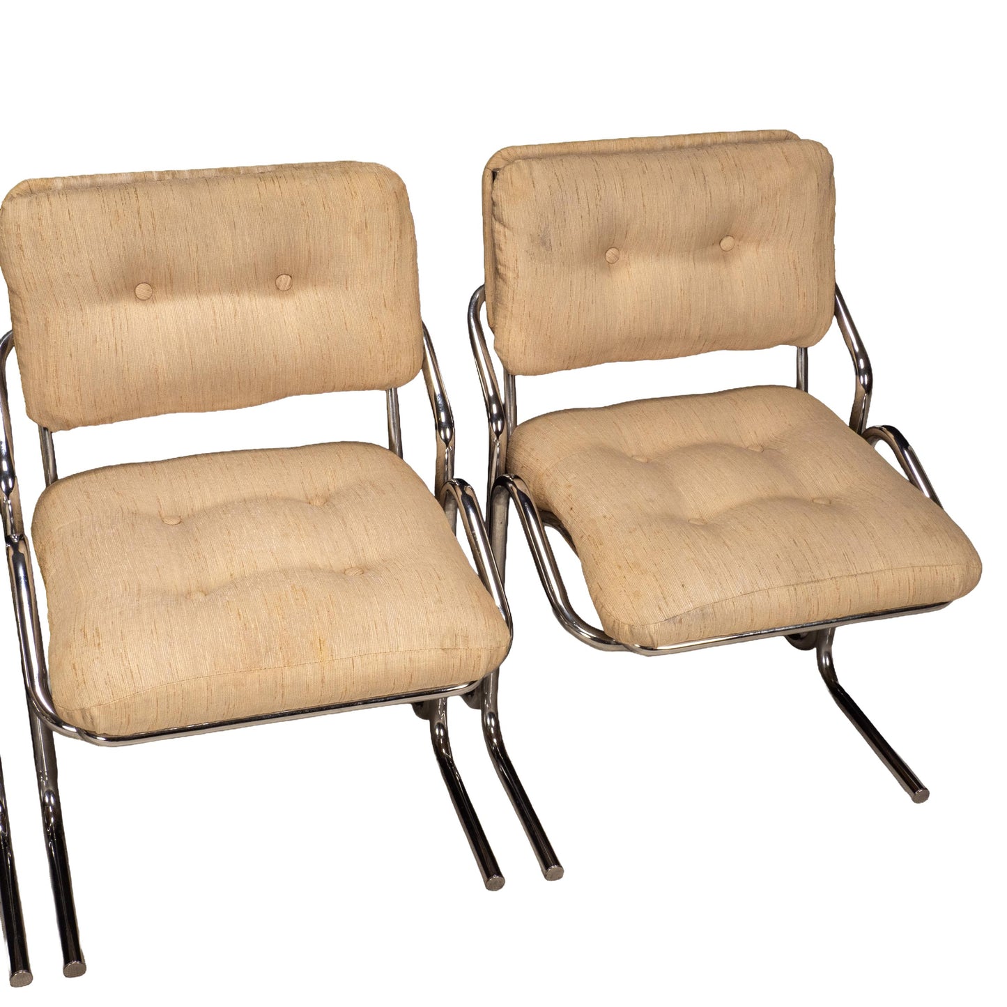 1970s Jerry Johnson Arcadia Cantilever Tubular Dining Chairs, Set of 4 – Chrome Retro Modern