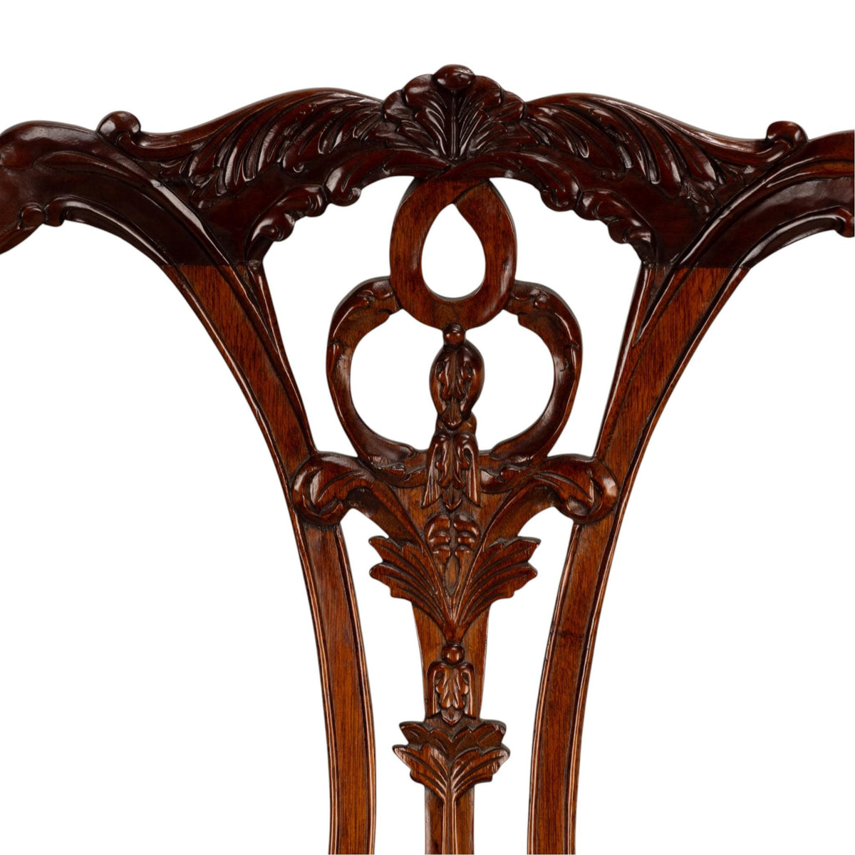 Pair Antique Chippendale Revival Carved Mahogany Ball & Claw Arm Chairs