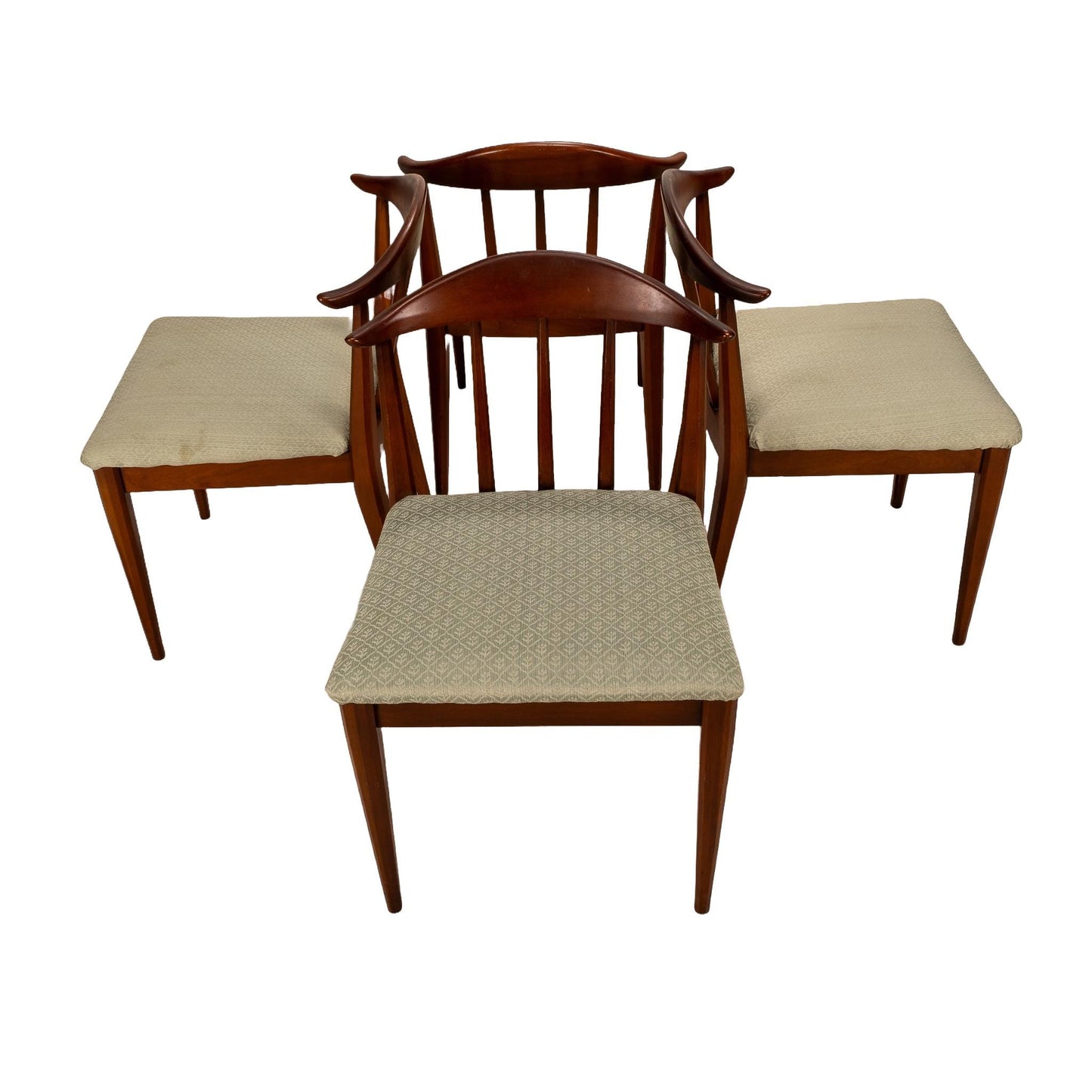 Mid Century Modern Walnut Curved Back Dining Chairs - Set of 4 , MCM Gorgeous Curved Back, Edward Wormely Style