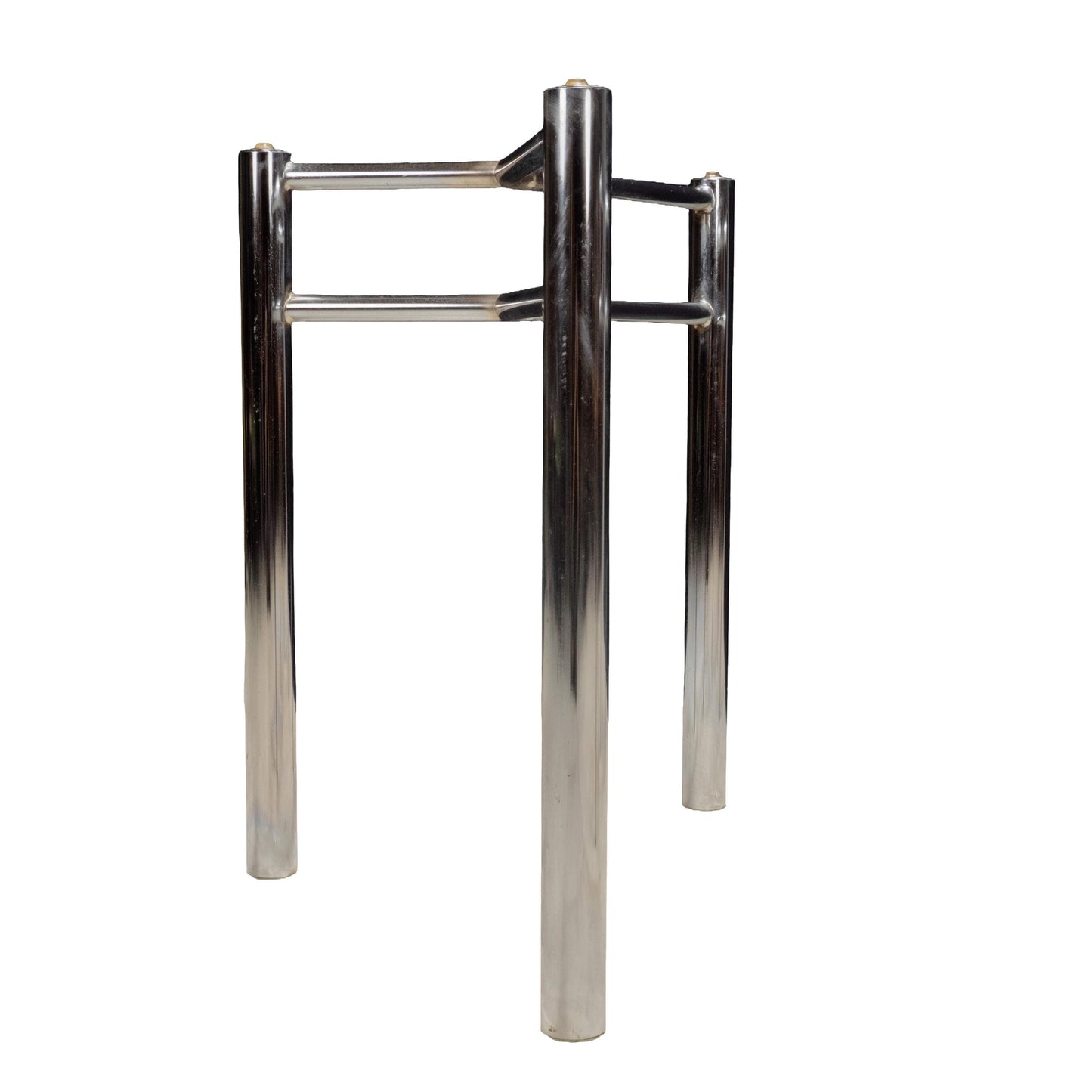 Modernist Chrome Glass Dining Table Bases, Set of 2 – Architectural 1970s Style