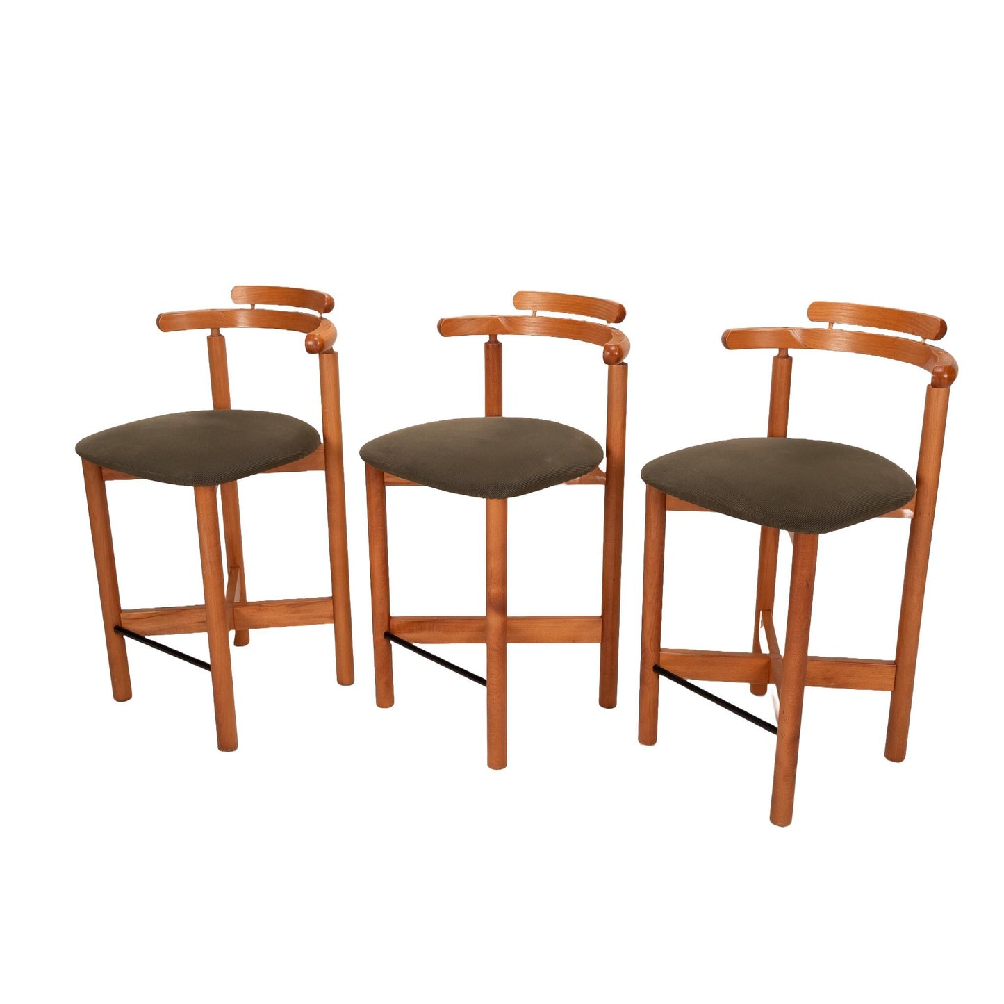 1970s Scandinavian Danish Modern Teak Counter Height Stools Findahls Mobler - Set of 3 , Minimalist MCM Design, Made in Denmark, Unique