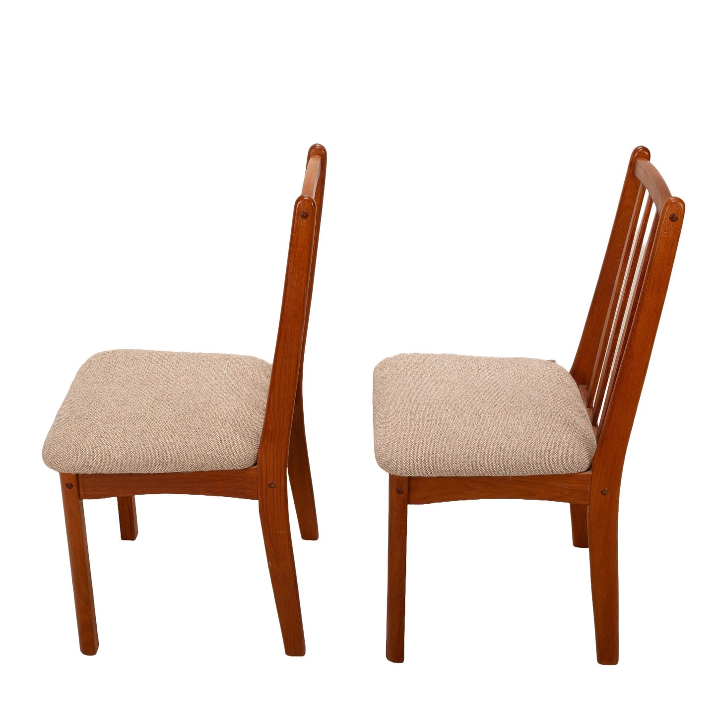 Koda Woodcraft Danish Modern Style Teak Slat Back Side Dining Chairs - A Pair, MCM Mid Century Modern, USA Shipping Available, Retro Mod