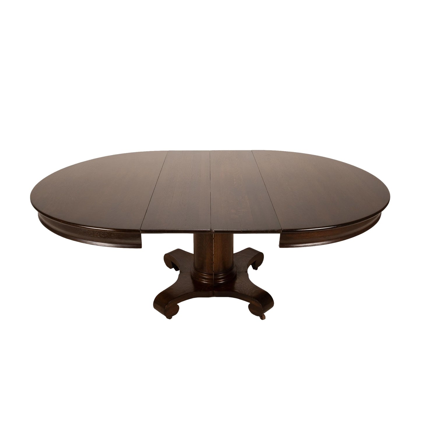 Antique Oak Empire Split Pedestal Dining Table | Monumental Banquet Table w/ Leaves | Vintage Expandable Table , USA Shipping Available