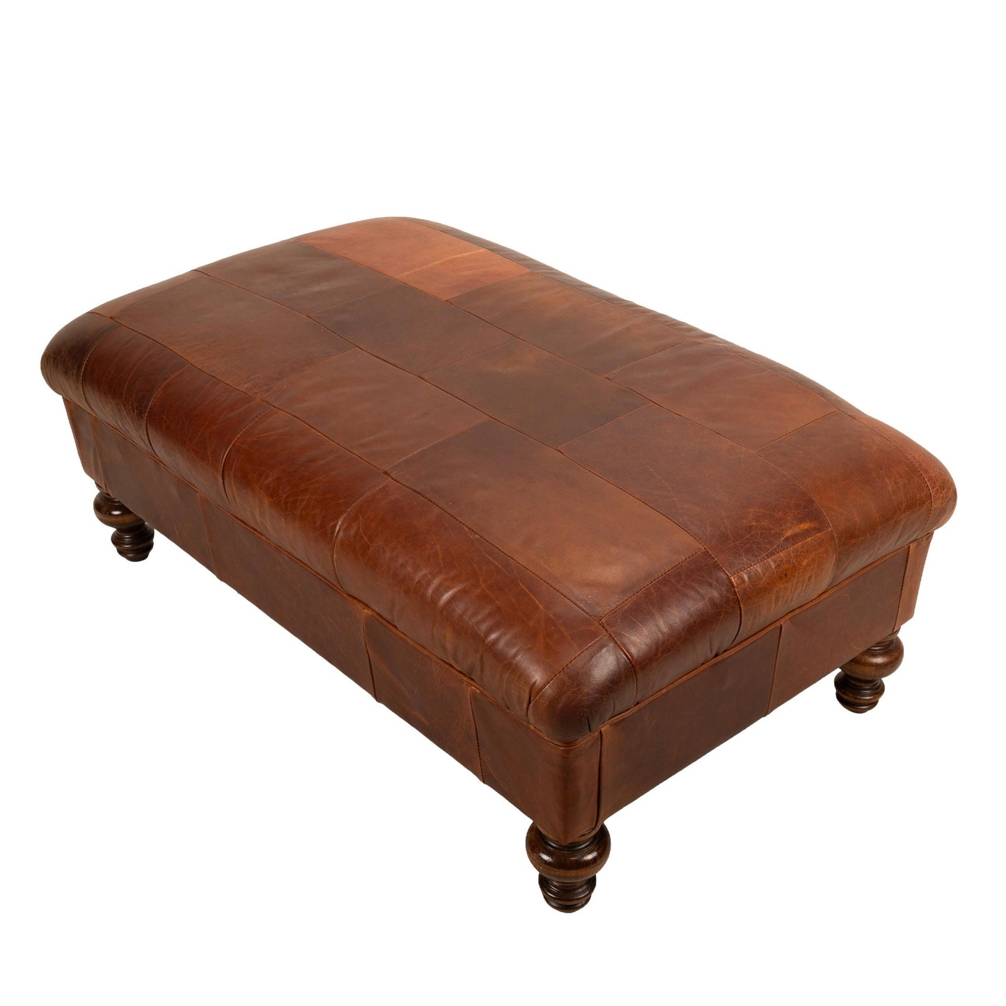 RH Restoration Hardware Oversized Large Patchwork Leather Ottoman - 46x28x18