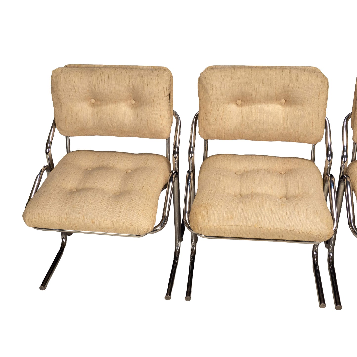 1970s Jerry Johnson Arcadia Cantilever Tubular Dining Chairs, Set of 4 – Chrome Retro Modern