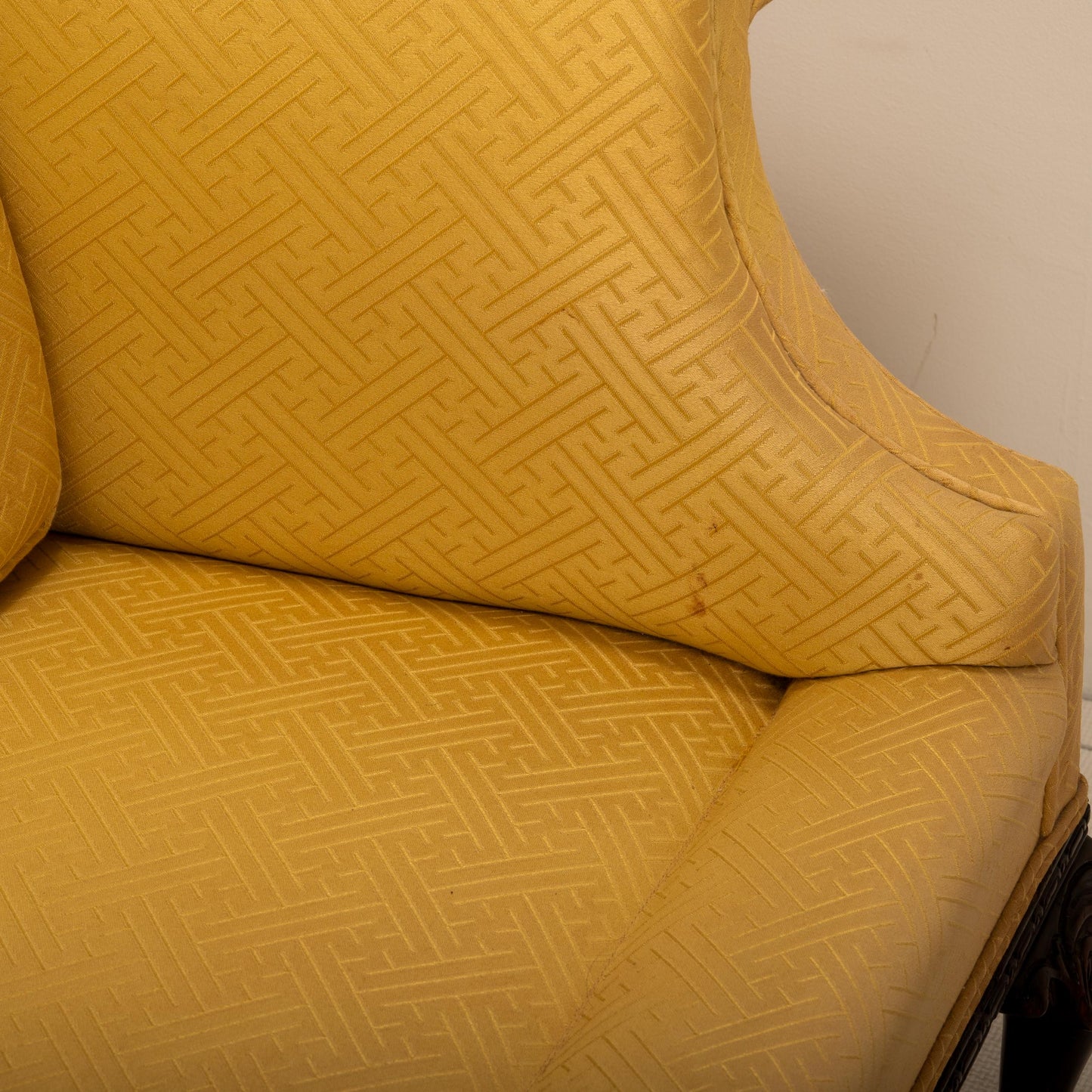Vintage 1940s English Camelback Claw Footed Chippendale Upholstered Settee Loveseat Sofkka English Style, Original Upholstery , Gorgeous Piece