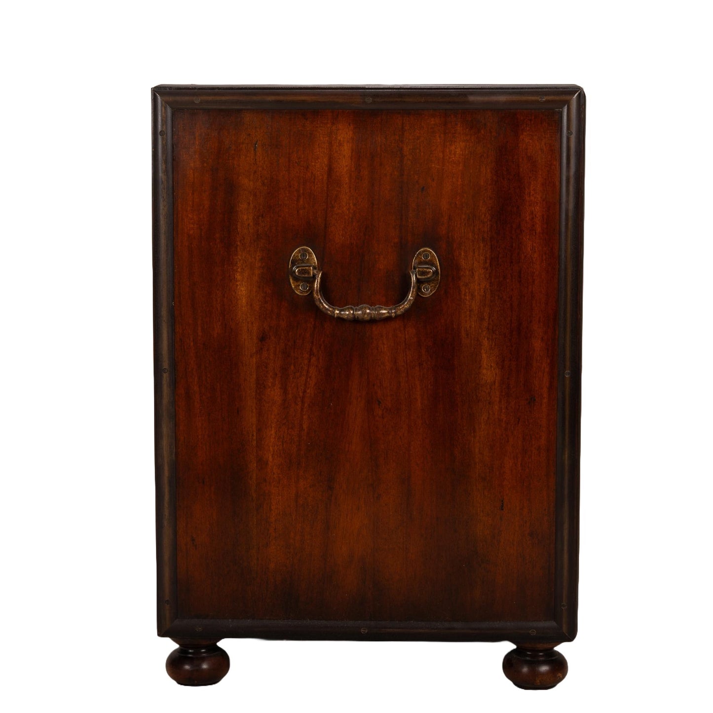 Antique Solid Mahogany English Brass Banded Campaign Style Small Chest of Drawers, Very Solid and Heavy, Timeless Piece USA Shipping Avail.