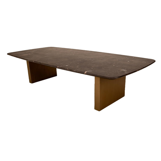 Arhaus Large Saint Germain Stone Coffee Table With Brass Finish Clement Base - Floor Model , Gorgeous Stone Veining , Statement Piece