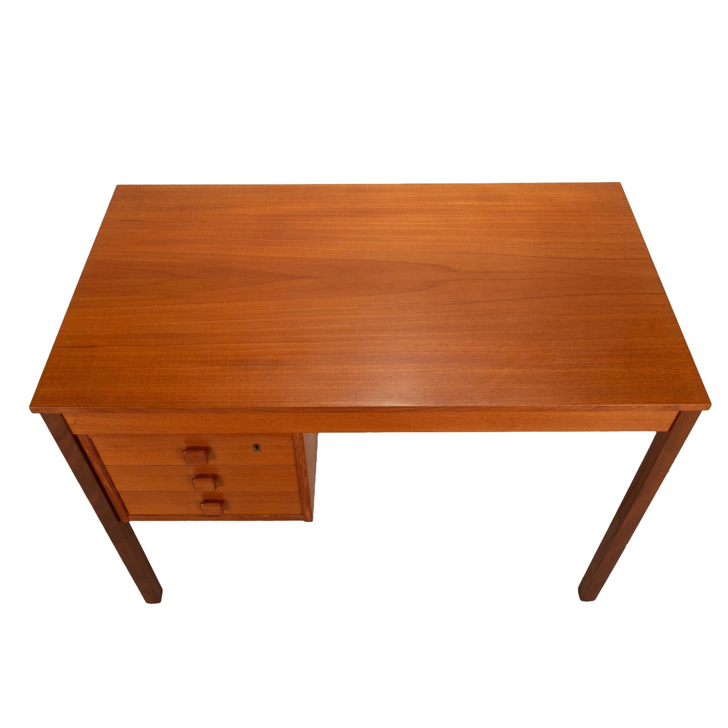 Mid-Century Danish Modern Teak Desk by Domino Møbler – 3-Drawer Design