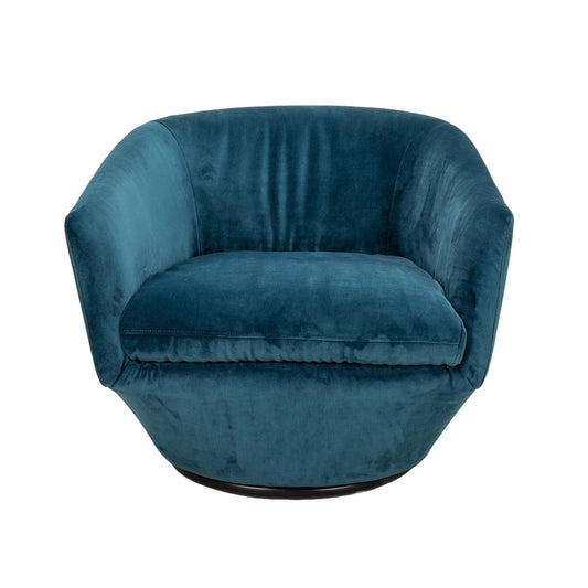 Arhaus Pelton Dark Teal Swivel Lounge Chair in Velvet , Floor Model Unused Brand New, Vintage Modern Flair, Unique Statement Piece