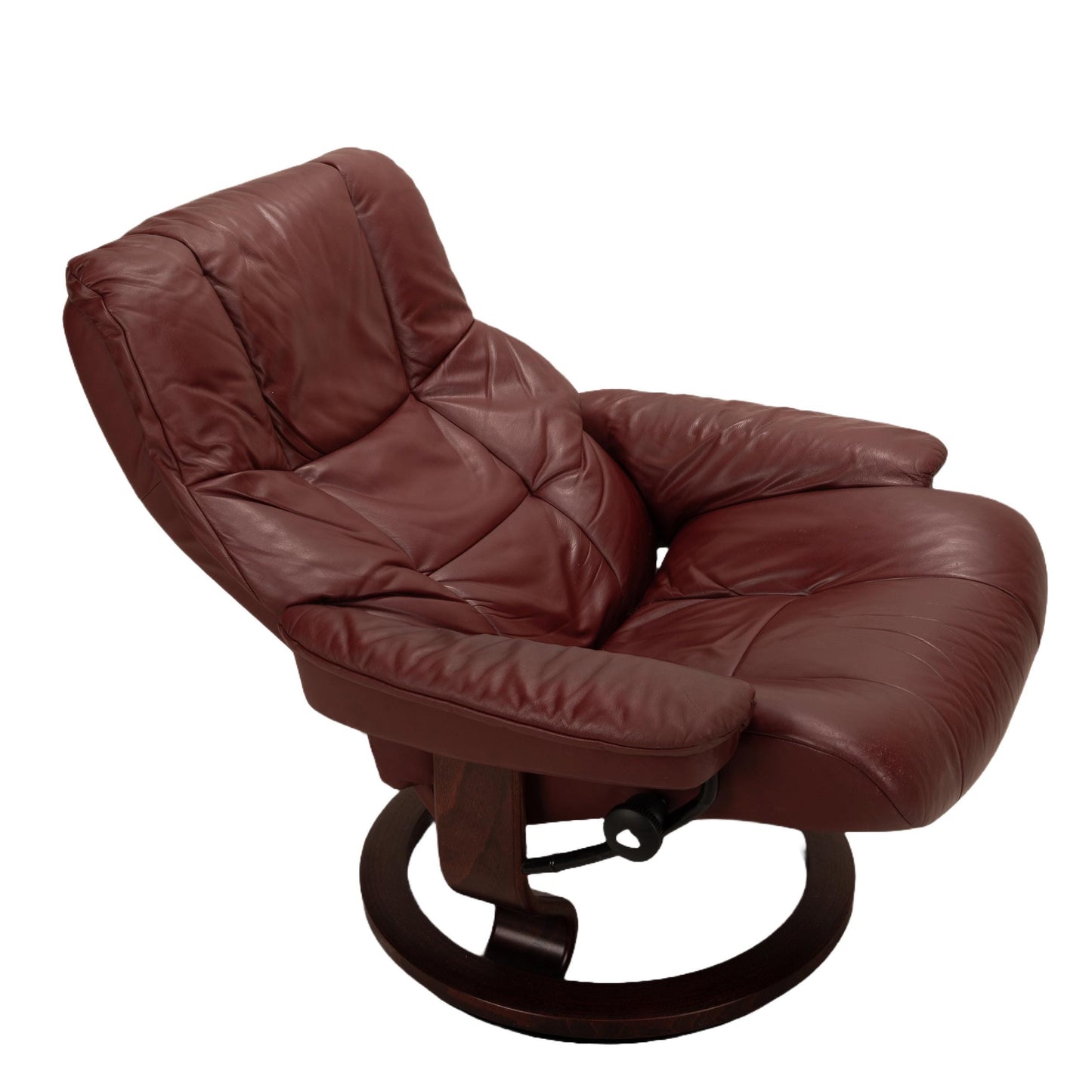 Ekornes Stressless Large Mayfair Classic Recliner Chair W/ Ottoman Paloma Bordeaux Leather, Reclining and Swivel, USA Shipping Available