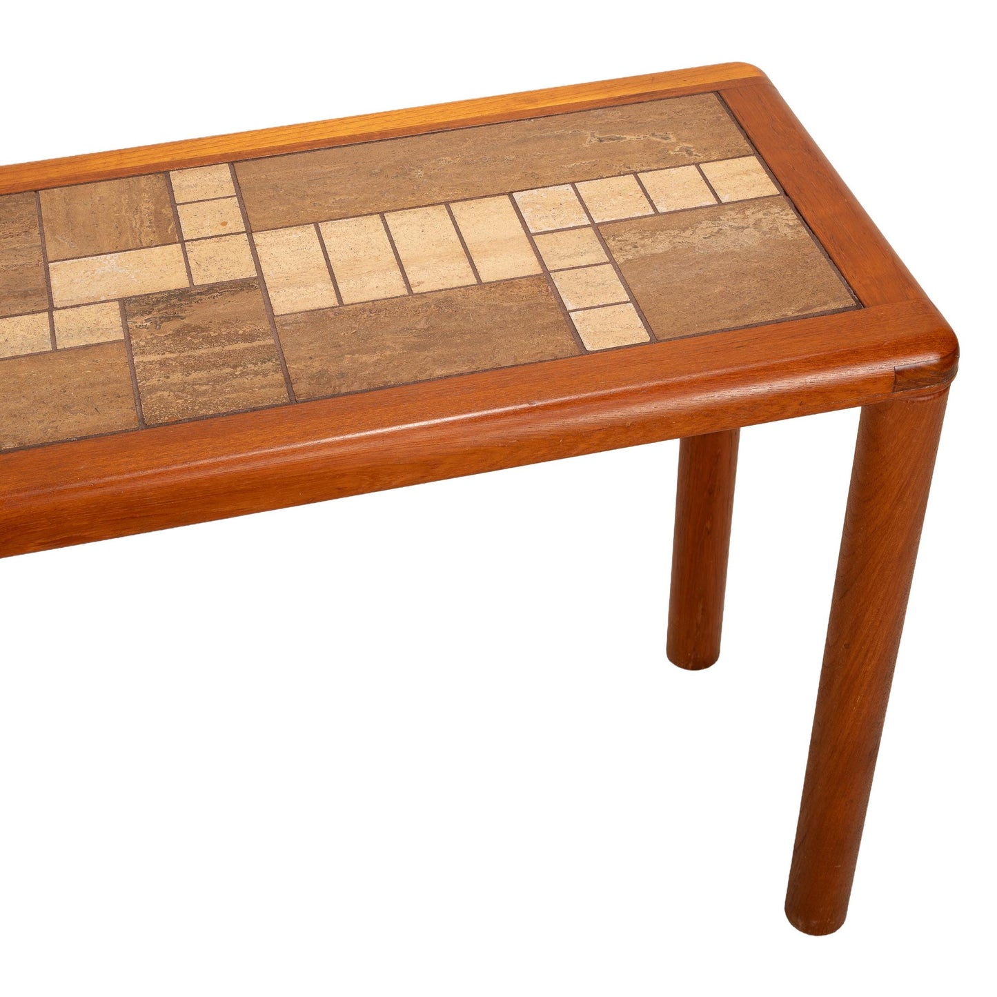 1970s Haslev Teak Console Table With Ceramic Tile Top - Made in Denmark