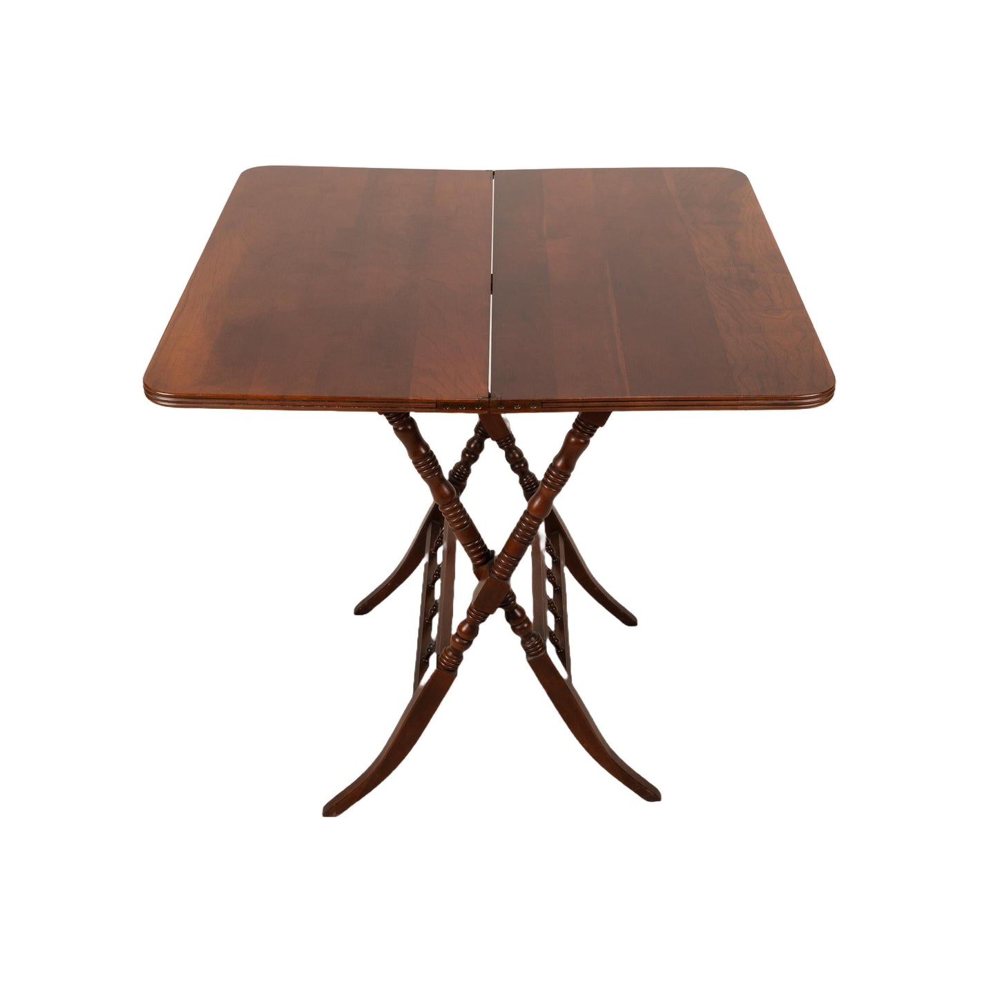 Carl Forslund Mahogany Folding Coaching Card Game Table, 1980s Colonial Revival