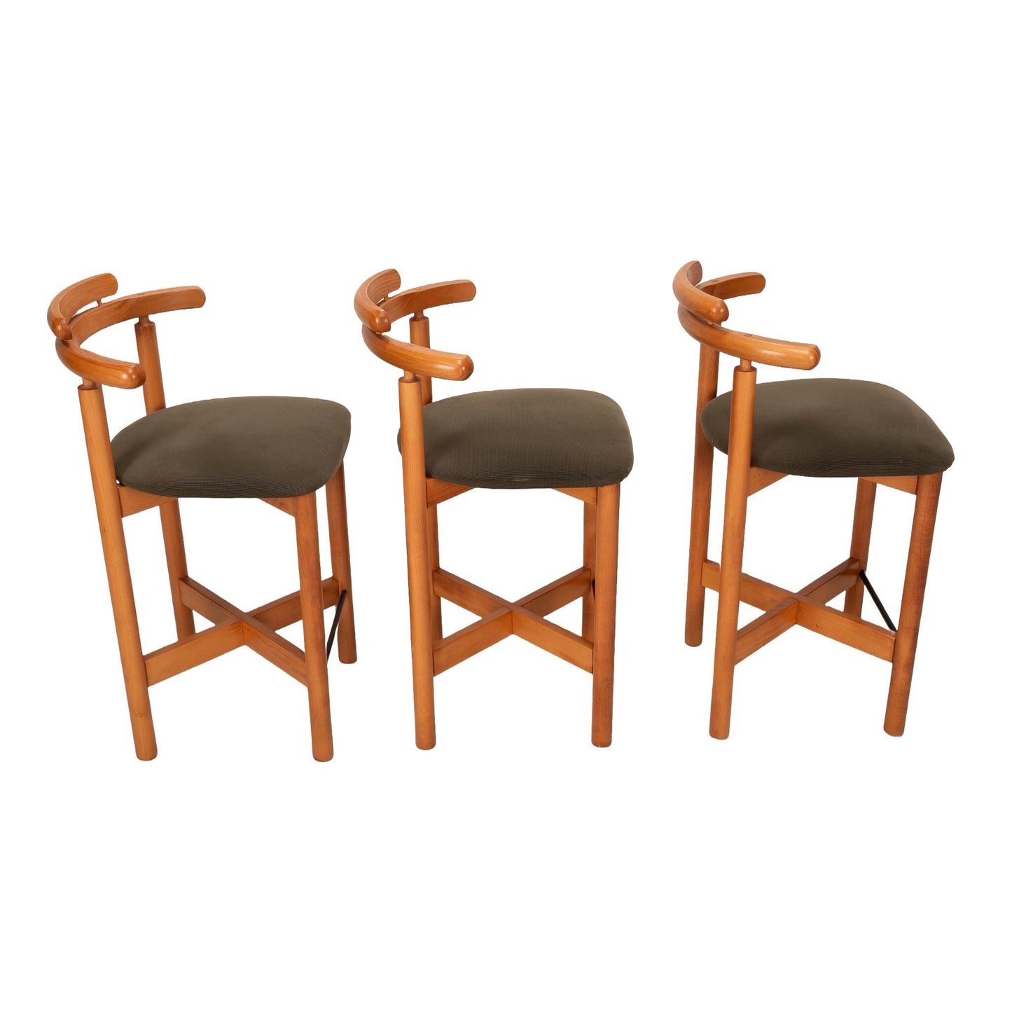 1970s Scandinavian Danish Modern Teak Counter Height Stools Findahls Mobler - Set of 3 , Minimalist MCM Design, Made in Denmark, Unique