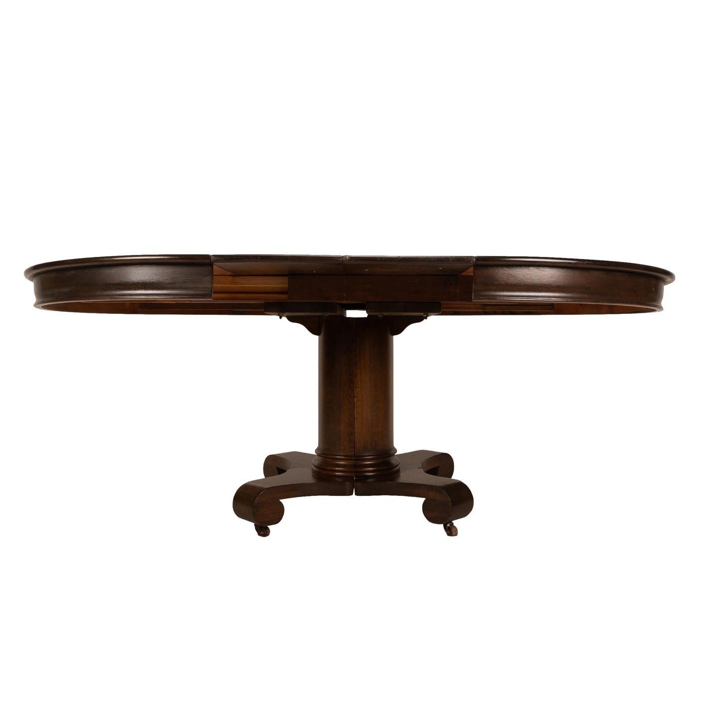 Antique Oak Empire Split Pedestal Dining Table | Monumental Banquet Table w/ Leaves | Vintage Expandable Table , USA Shipping Available
