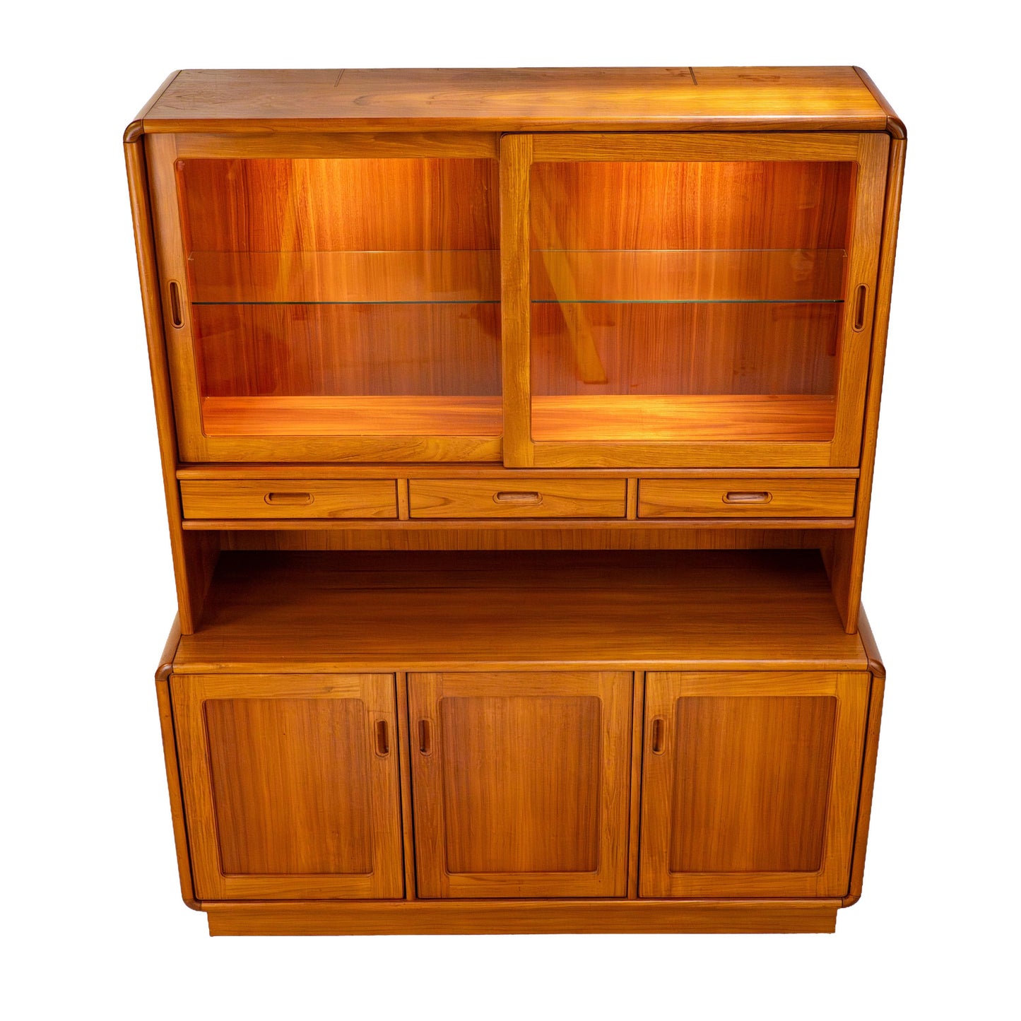 Sun Cabinet Teak Hutch Display Cabinet Credenza Mid Century Modern Lighted