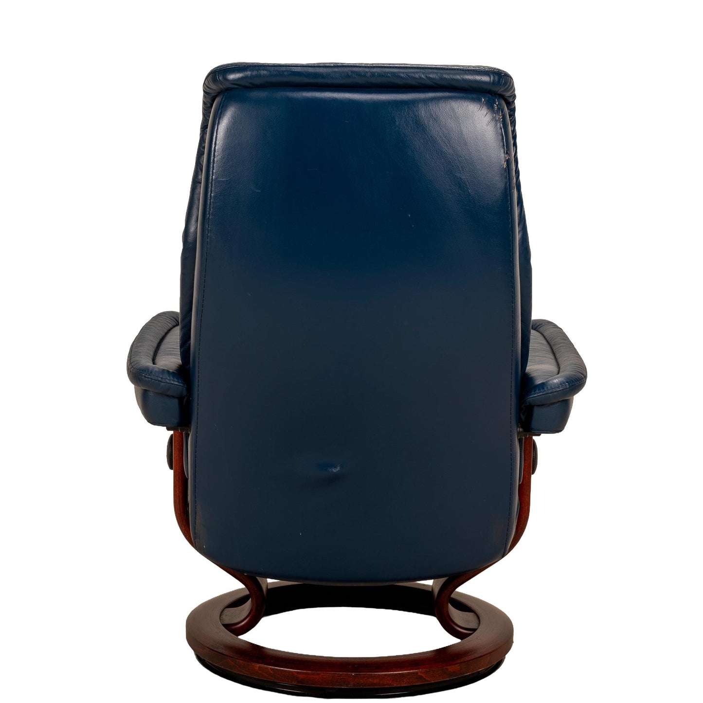 Ekornes Stressless Royal Recliner – Medium – Blue Leather W/ Wood Base - Made in Norway