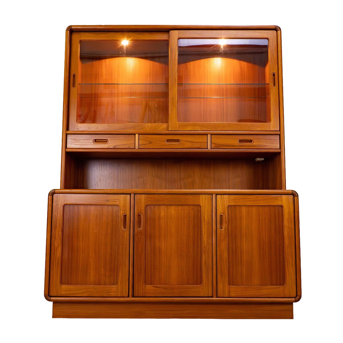 Sun Cabinet Teak Hutch Display Cabinet Credenza Mid Century Modern Lighted
